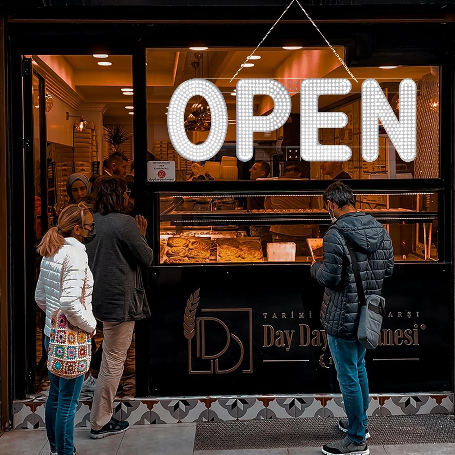 Large Ultra Bright Dimmable LED Open Sign for Commercial Business 30×10 Inches