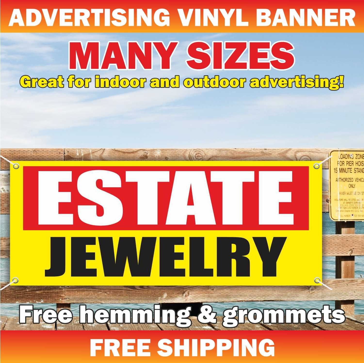 ESTATE JEWELRY Advertising Banner Vinyl Mesh Sign gold silver pawn shop WE BUY