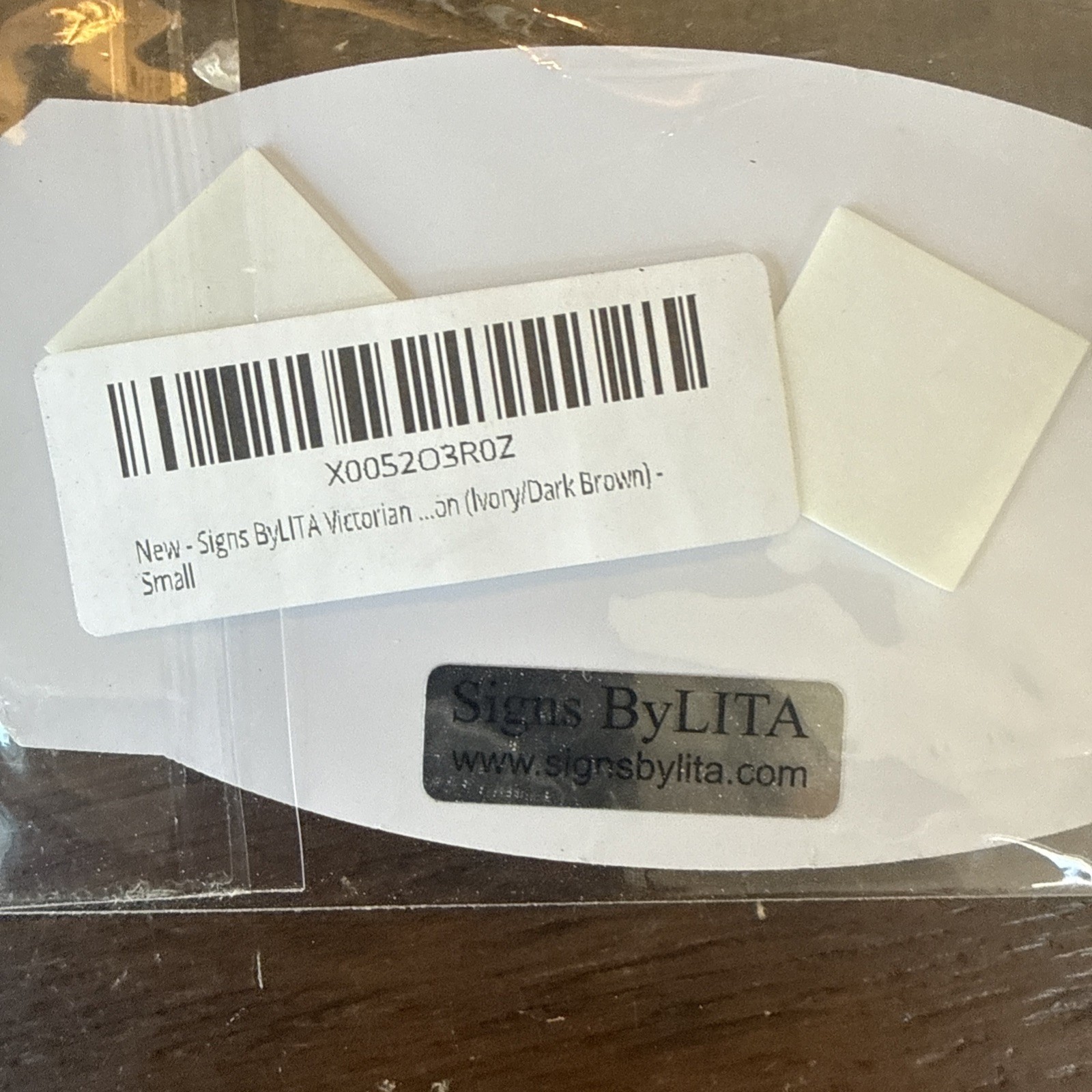 Victorian Packages and Mail here Durable Plastic Ivory Dark Brown 3″ X 6″