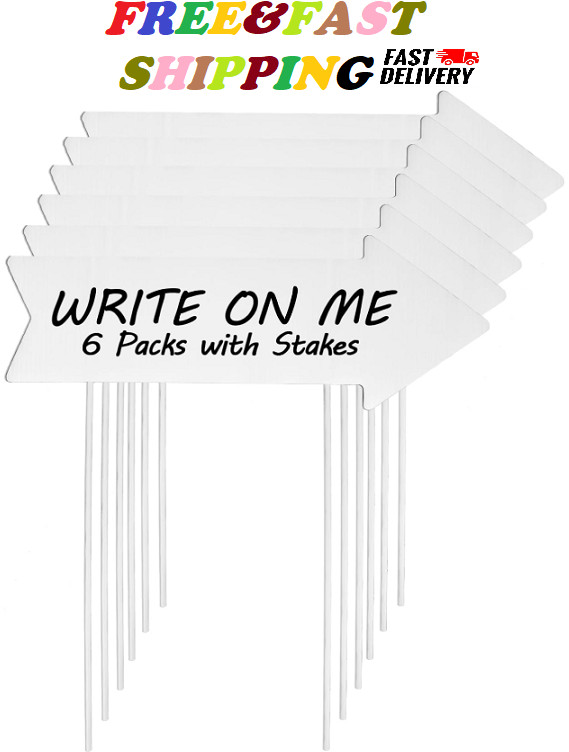 Blank Yard Signs with Stakes – 6 Pack Double-Sided Directional Signs