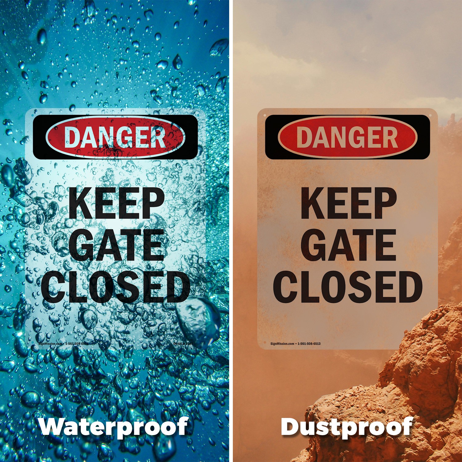Portrait Keep Gate Closed OSHA Danger Sign Metal Plastic Or Decal – 5 or 10 Pack