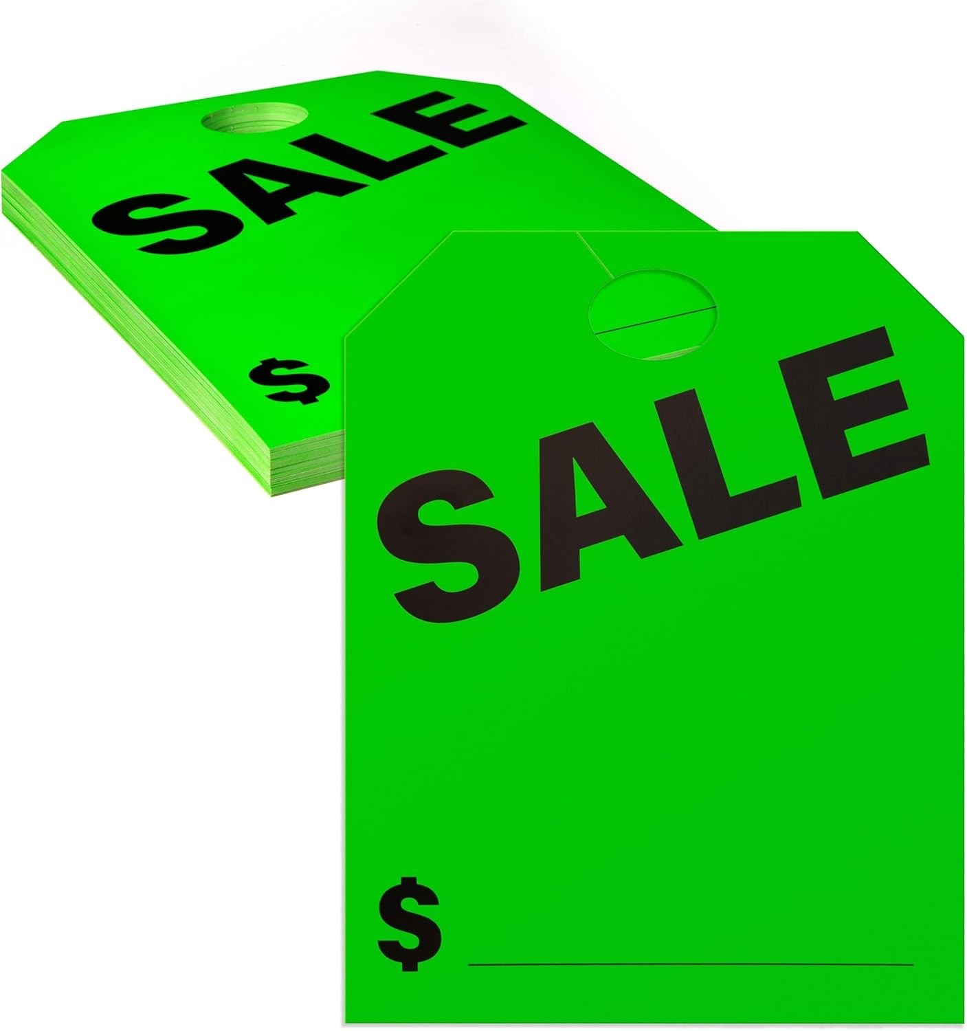 Pack of 50 Neon Green Vehicle Sale Tags – Clear Messaging and Easy Setup
