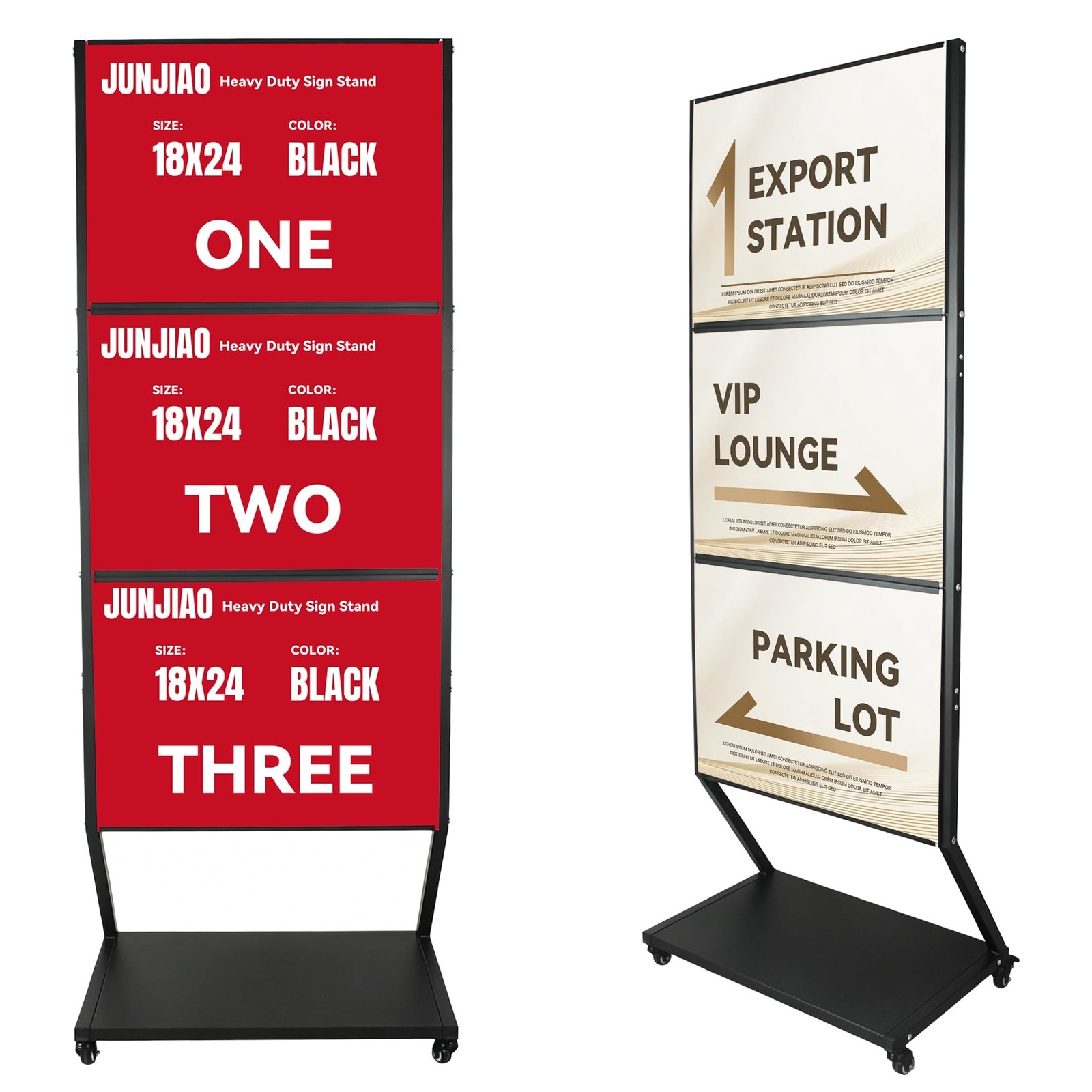 Sign holder floor stand, Heavy duty rolling pedestal poster banner stand, Tri…