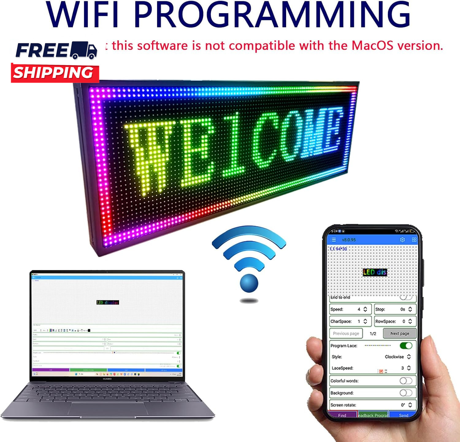 HS P10 Led Scrolling Sign Programmable Digital Display Outdoor