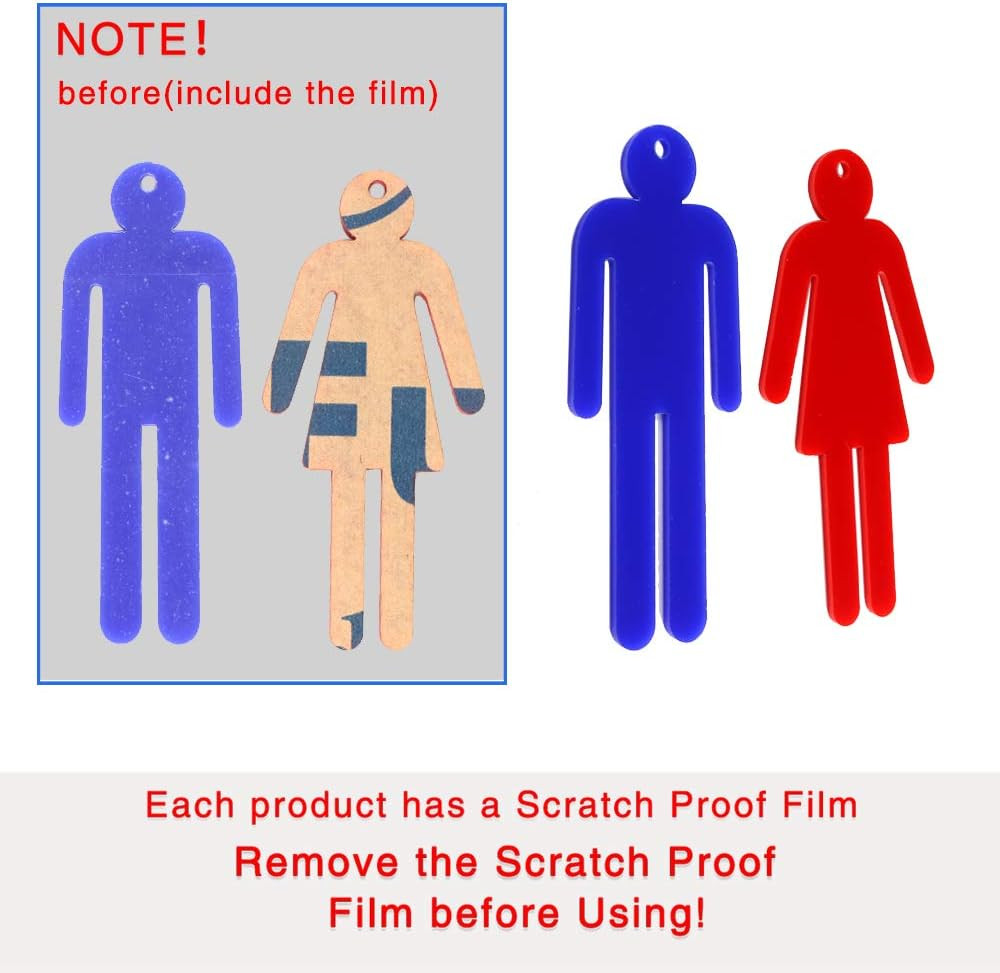 Men Women Unisex Acrylic Restroom Dressing Room Keychains Tags – Perfect for Des