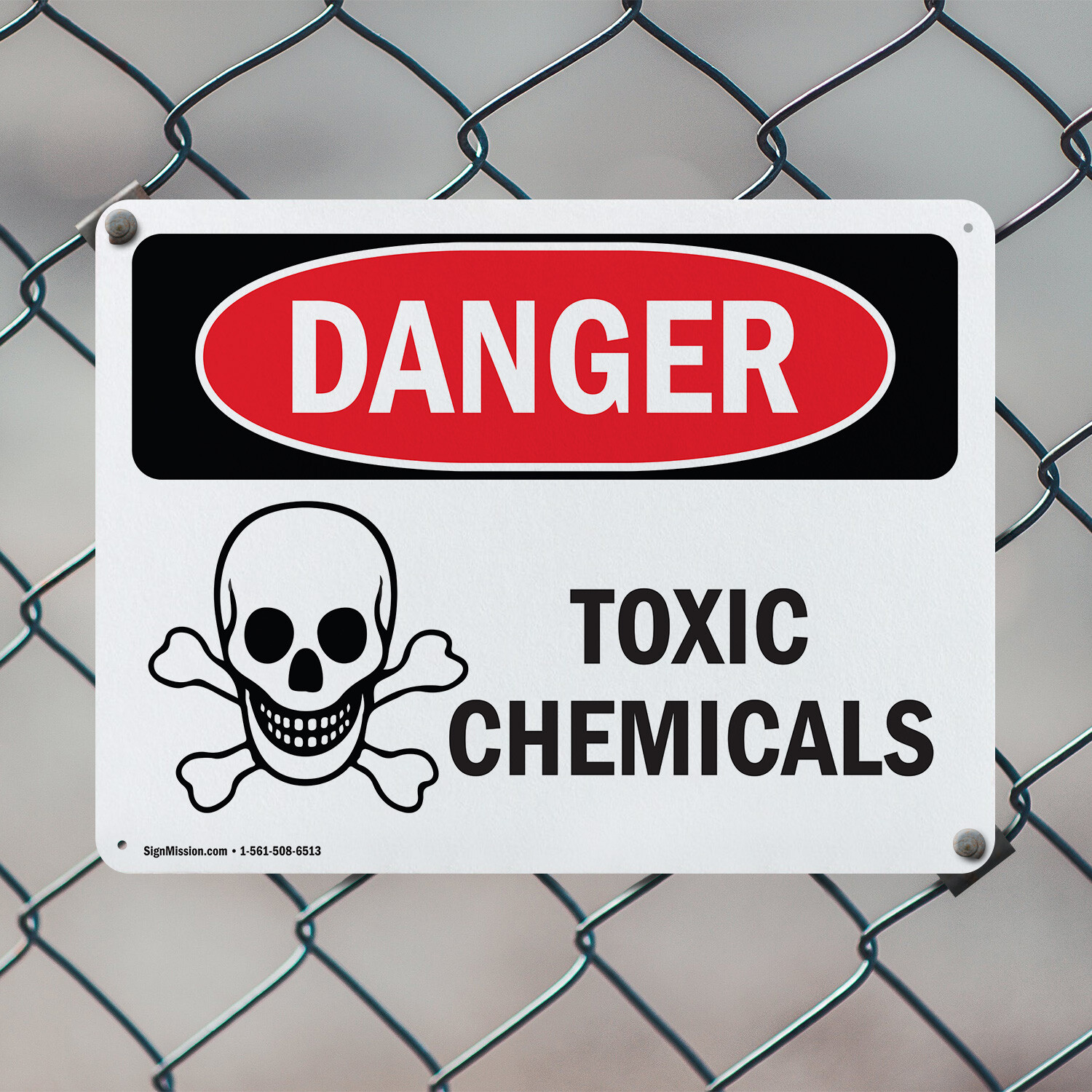 (2 Pack) Toxic Chemicals OSHA Danger Sign Decal Metal Plastic