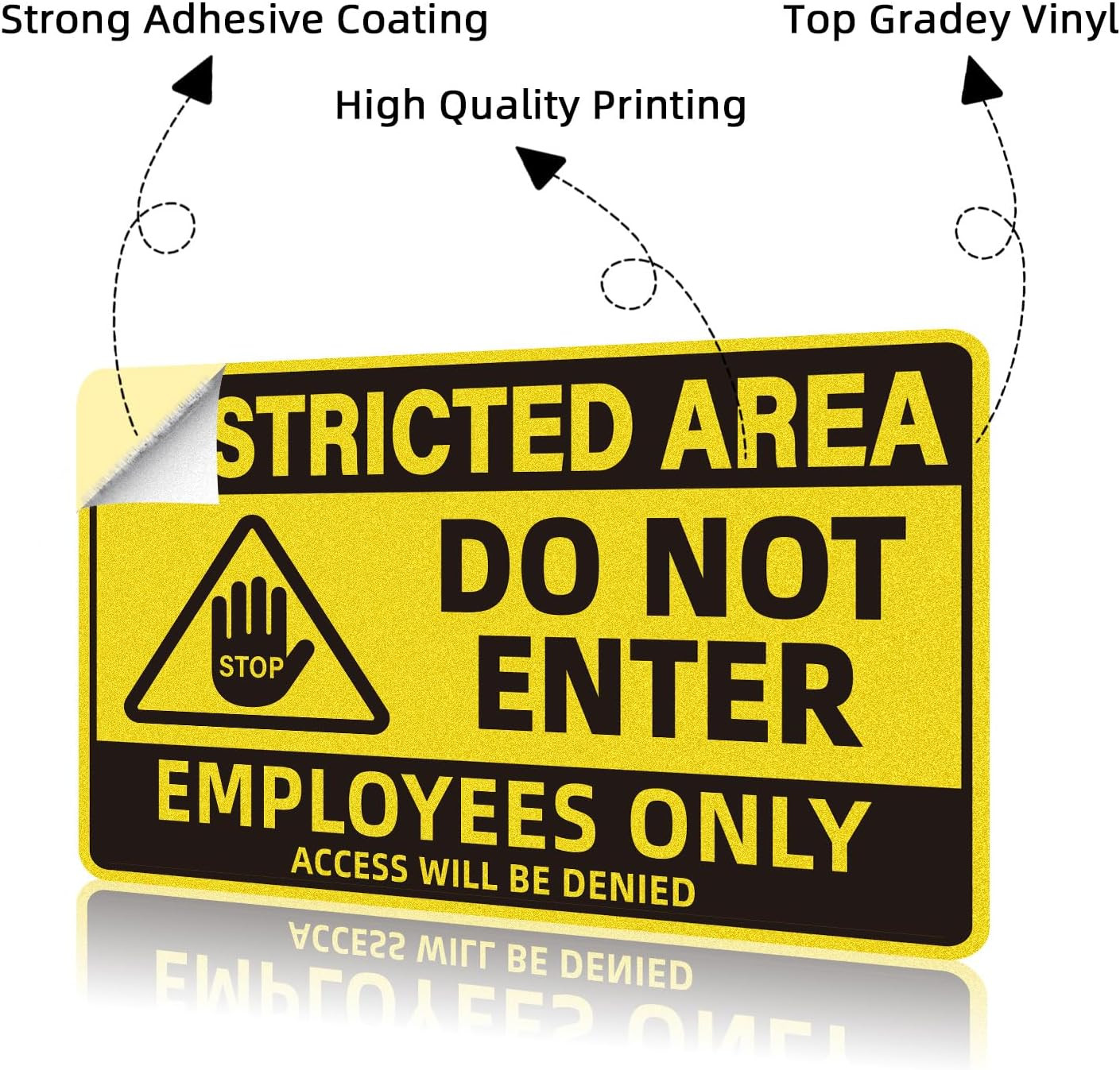 Employees Only Signs 2 Pack Restricted Area Do Not Enter Door Stickers 10×7 Inch