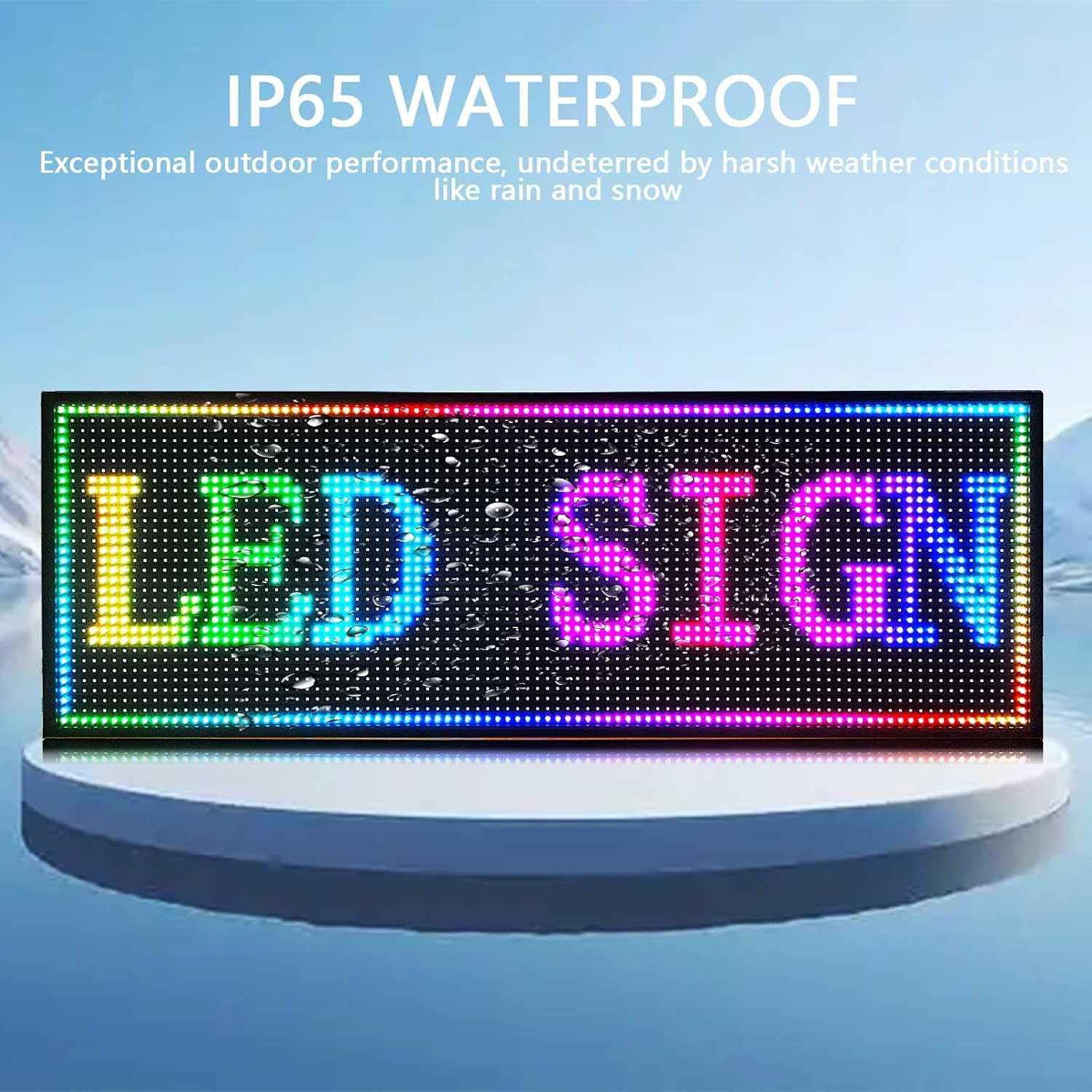 39×14″ Full Color LED Scrolling Message Sign WiFi App Control Waterproof Display