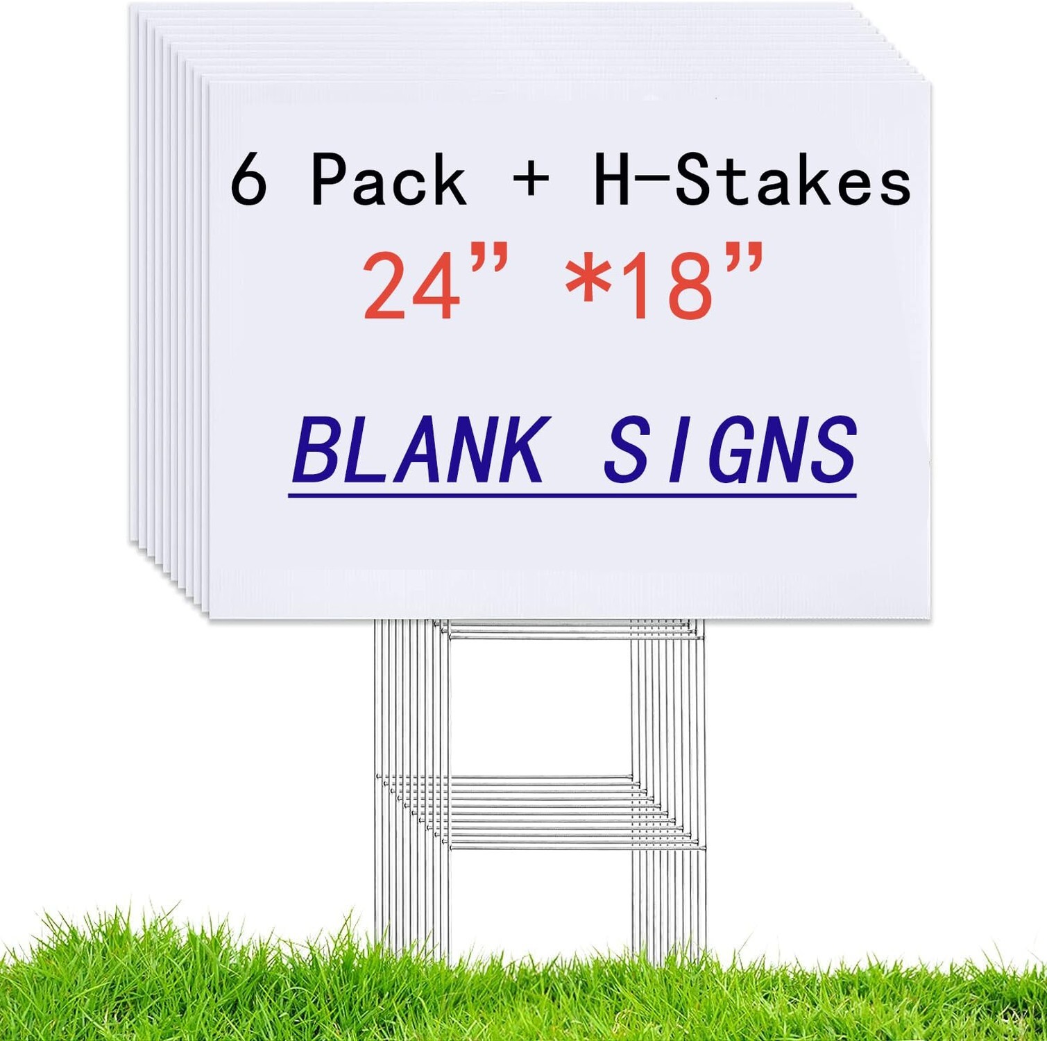 6 Pack 24″x18″ White Blank Lawn Yard Signs Corrugated Plastic Sheet with Dura…