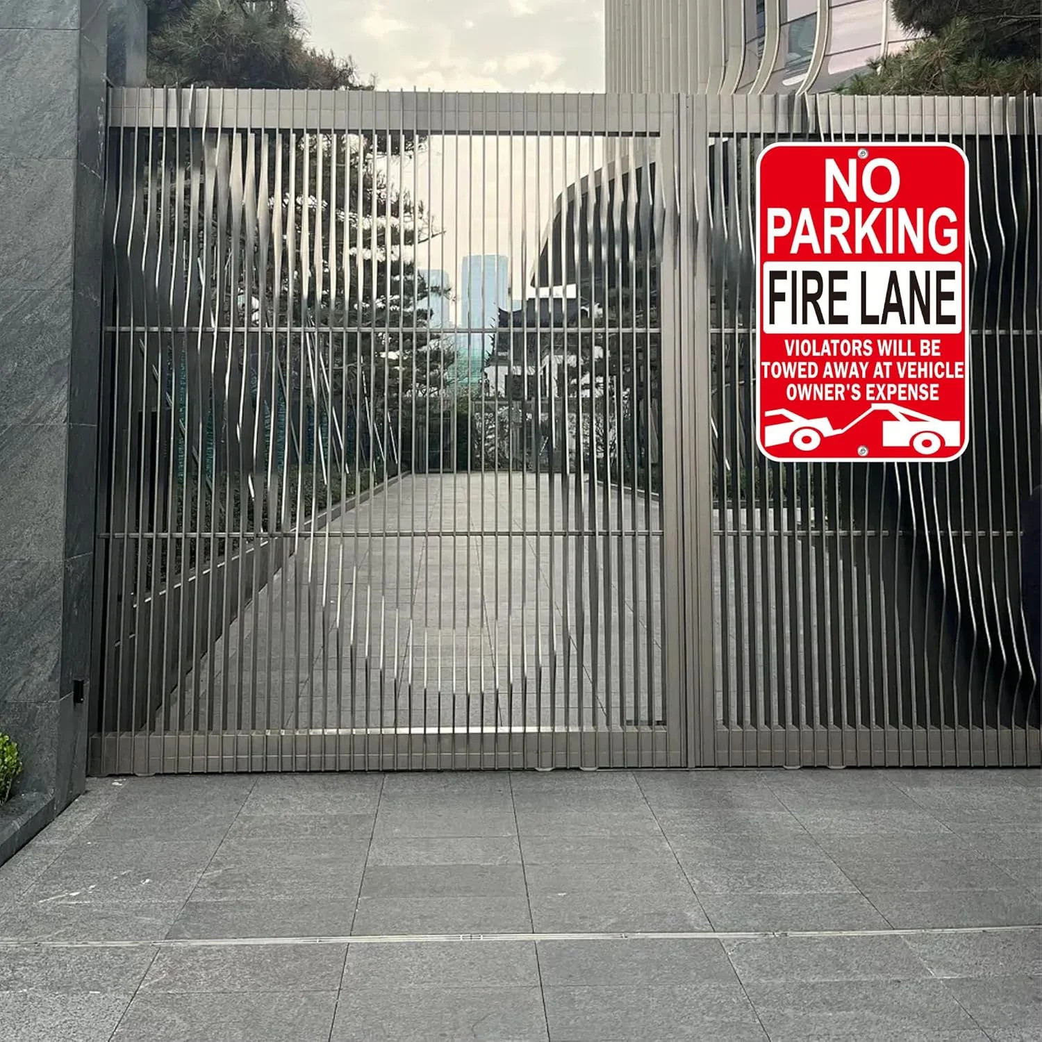 No Parking Fire Lane Signs, Red, Reflective Aluminum, 12 x 18 Inches, Weather Re