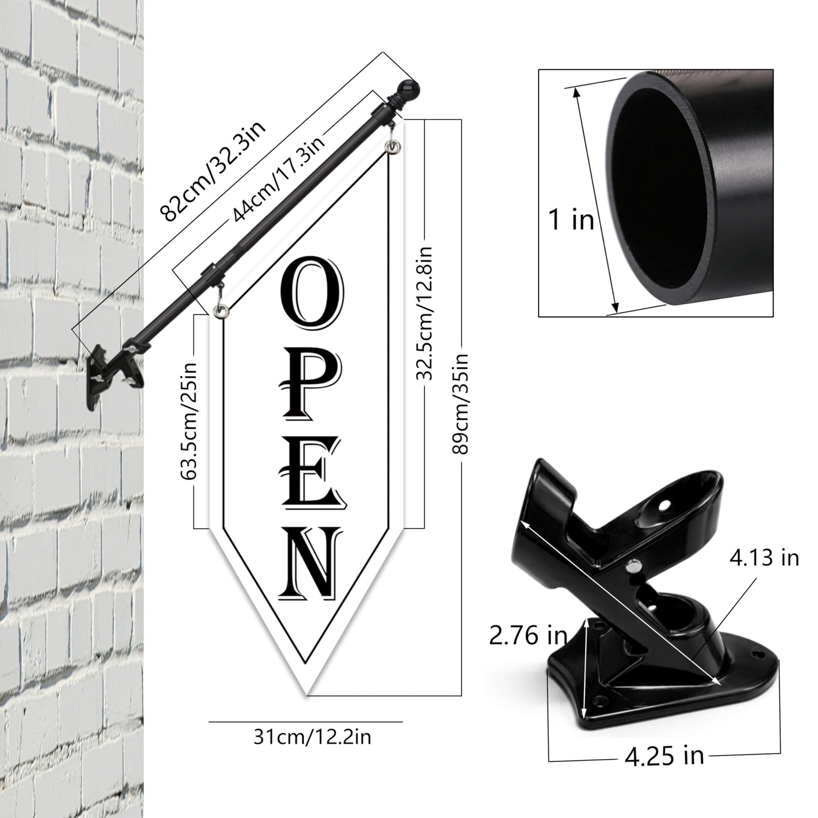 OPEN Flag with Pole Kit, DoubleSided Heavy Duty Hanging Banner Sign with Meta…