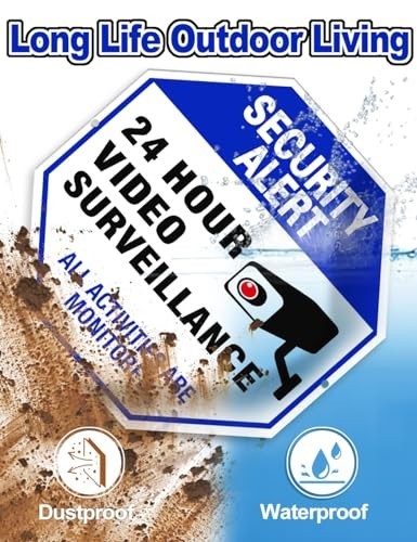Video surveillance sign, 4-pack security camera signs, reflective