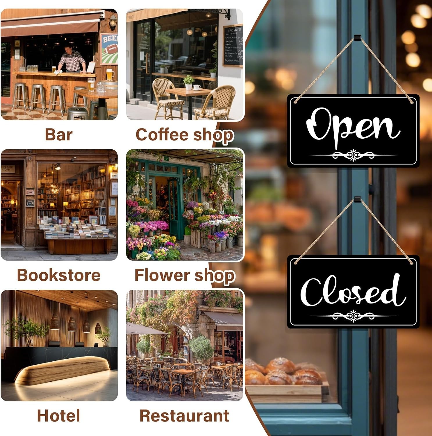 CARGEN Open Signs Double Sided Open Closed Sign Business Hours Sign Hanging Busi