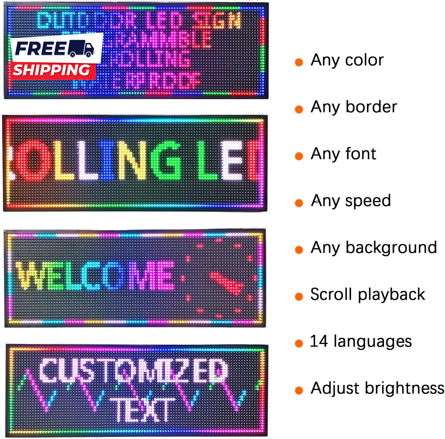 HS P10 Led Scrolling Sign Programmable Digital Display Outdoor