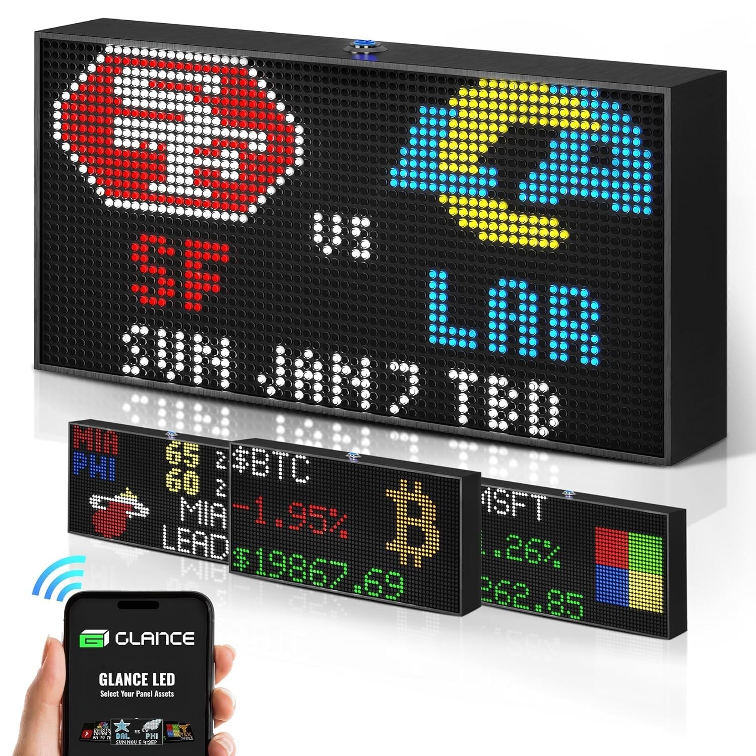 Glance LED Ticker – Customizable LED Display Sports Ticker, LED Display for M…