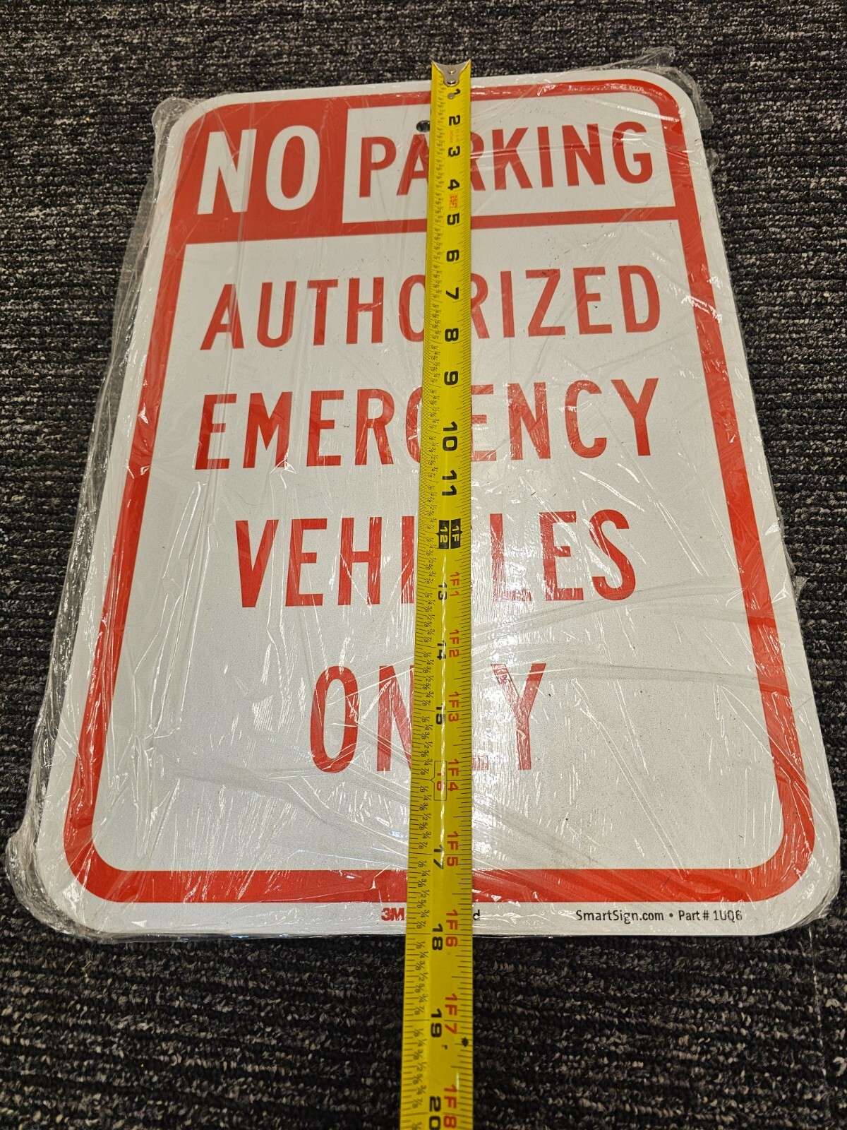 (QTY 4) SmartSign No Parking Authorized Emergency Vehicles Only Sign 18 x 12″
