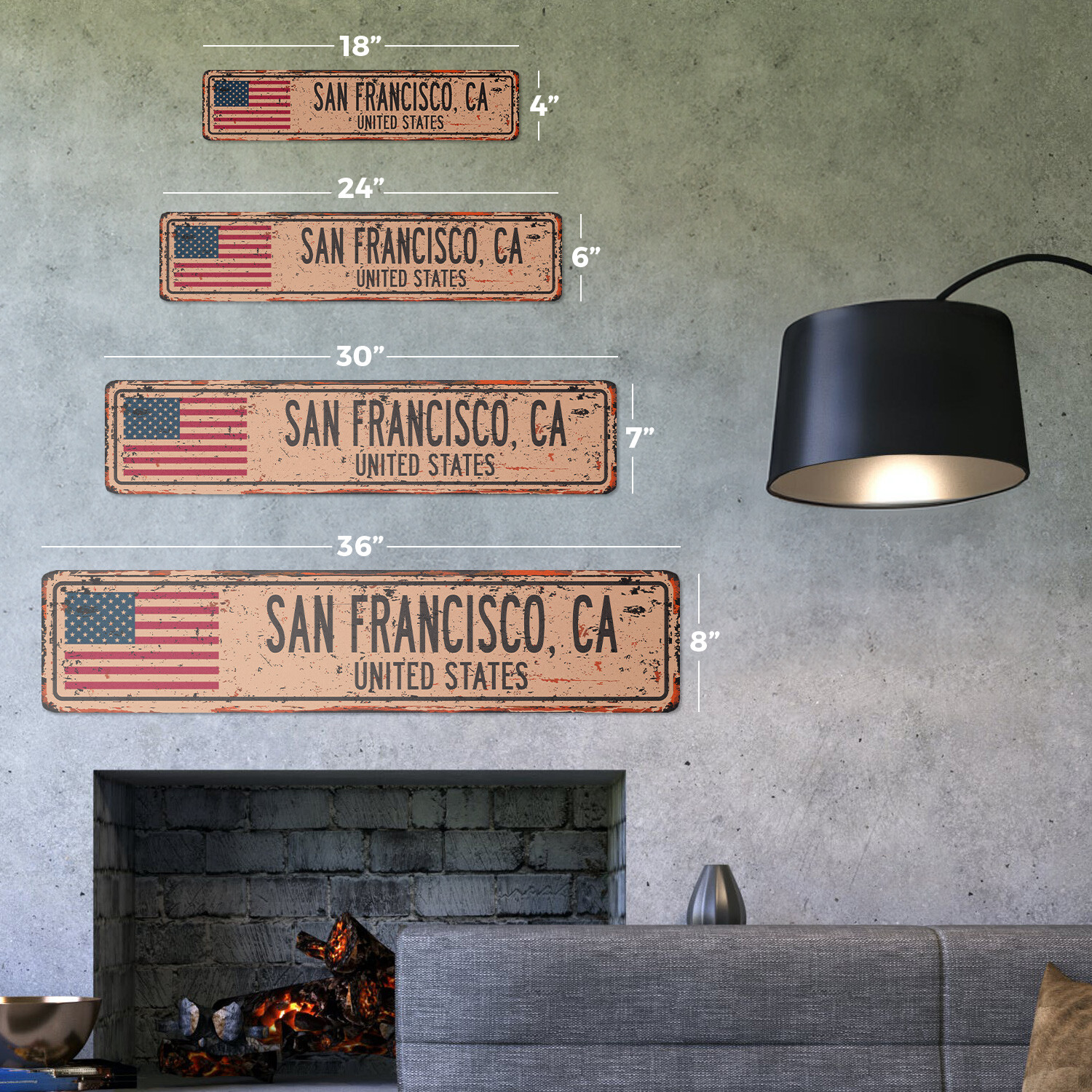 SAN FRANCISCO CA UNITED STATES Vintage Street Sign American flag city country