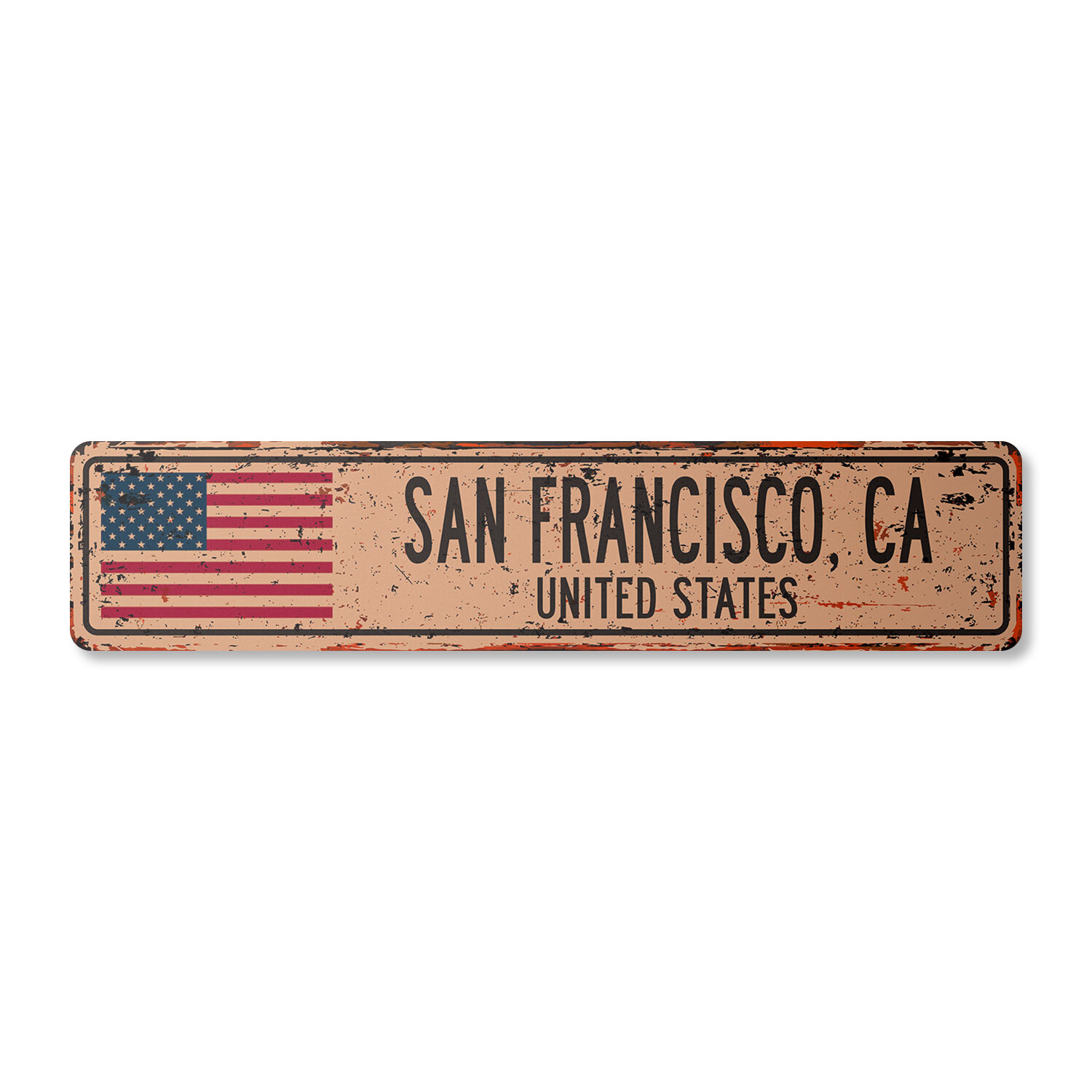 SAN FRANCISCO CA UNITED STATES Vintage Street Sign American flag city country