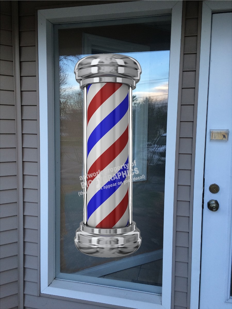 BARBER SHOP POLE VINYL DECAL OUR BESTSELLER! (CHOOSE SIZE) RED WHITE BLUE