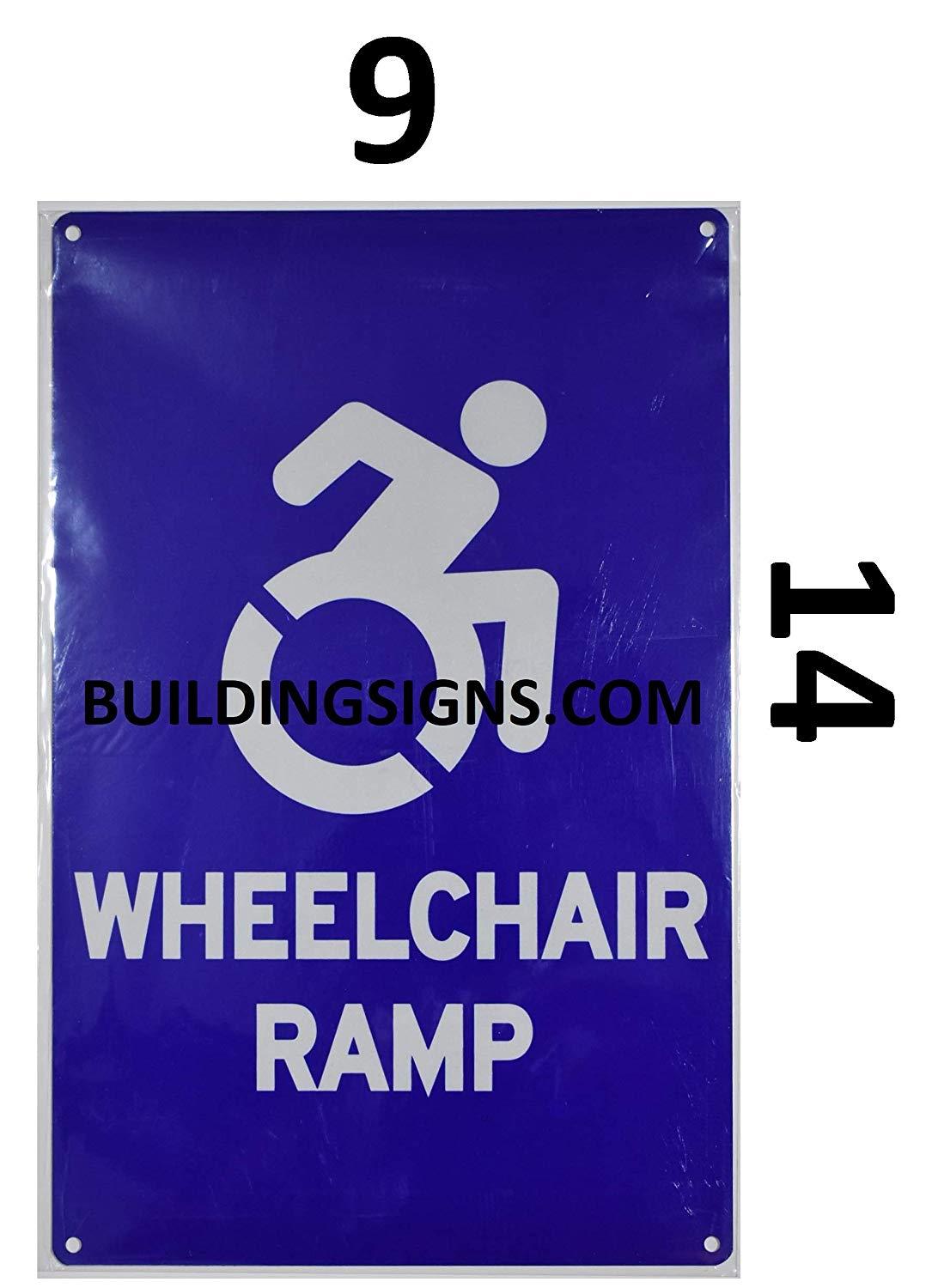 Wheelchair RAMP Sign (Aluminium Reflective,Blue 9X14) The Pour Tous ..REF24-1027