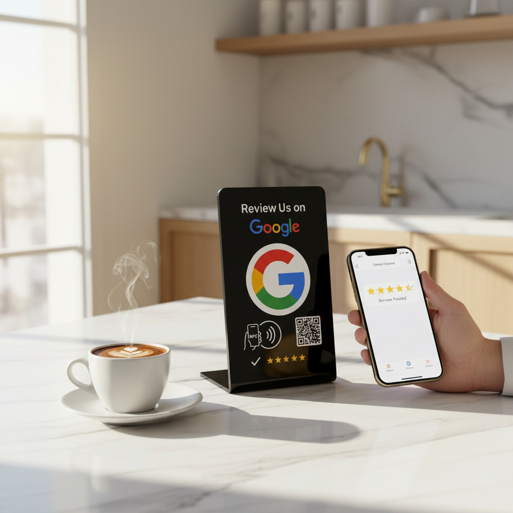 Google Review Stand Tap Tap for Instant Reviews – All Phones Compatible (BLACK)