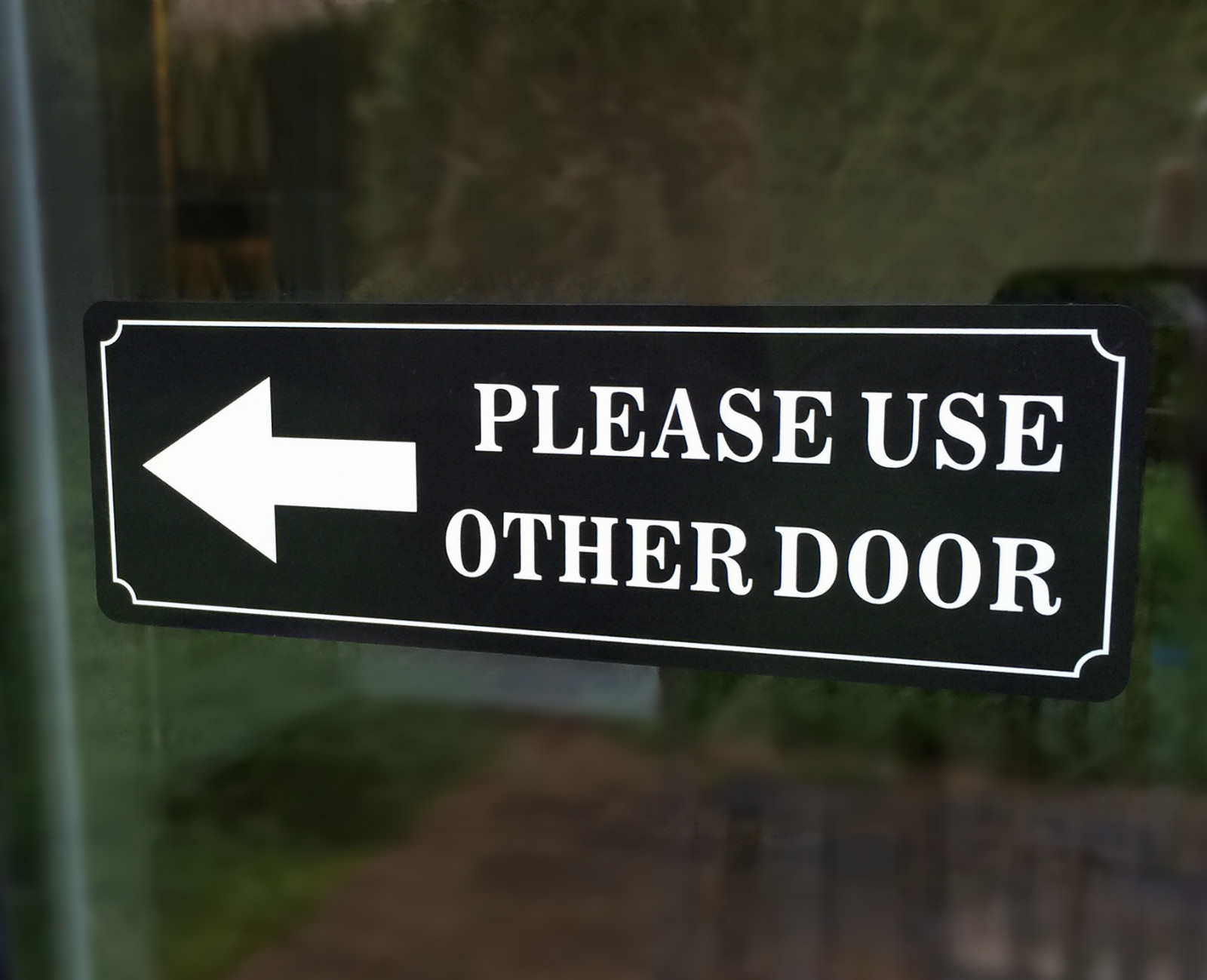 (2 Pack) 9″ X 3″ PLEASE USE OTHER DOOR Sign Back Self Adhesive Vinyl Sticker