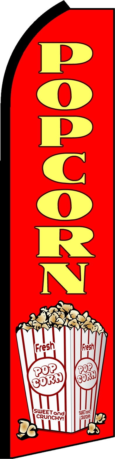 POPCORN FLUTTER FLAG Food Concession Advertising Sign Feather Swooper Banner