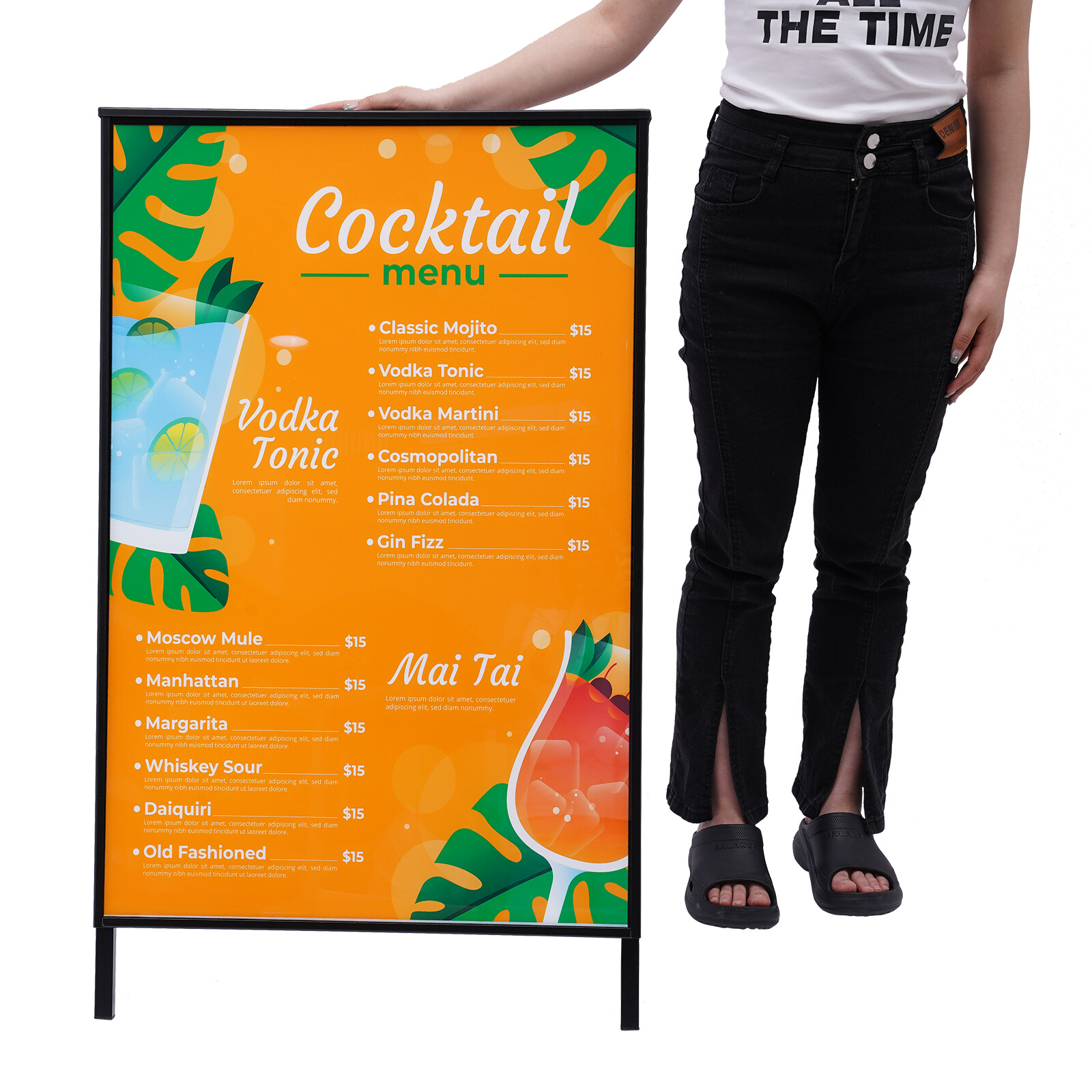 LED Movie Poster Frame Floor Standing 60 × 90 cm Light Guide Black