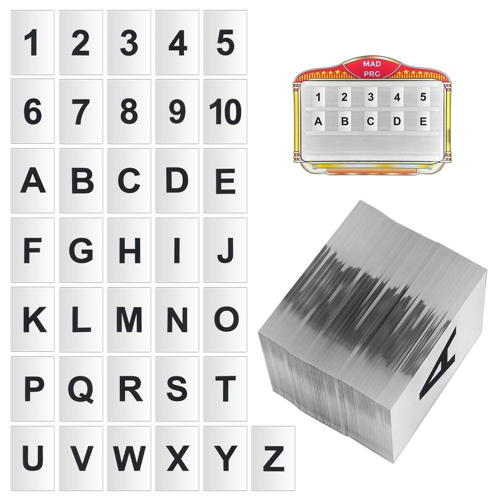 62Pcs Acrylic Bottle Service Sign Replacement Cards A-Z & 1-10 for Party Bar Dec