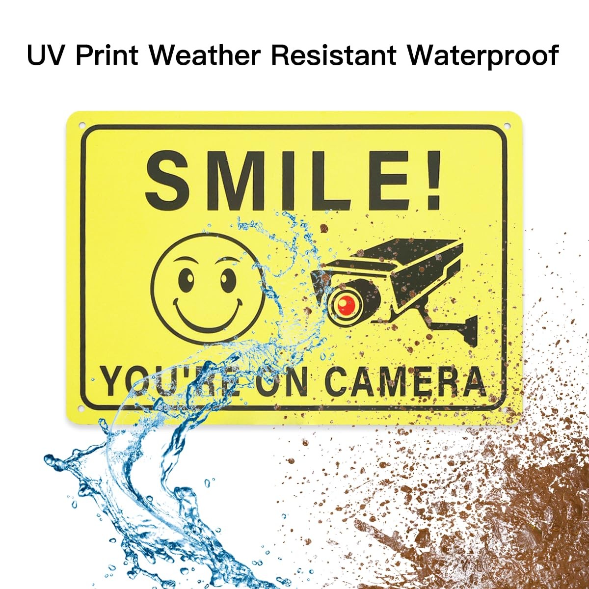 2 Pack 10″x7″ Smile You Are On Camera Signs Rust Free Aluminum for Home Business