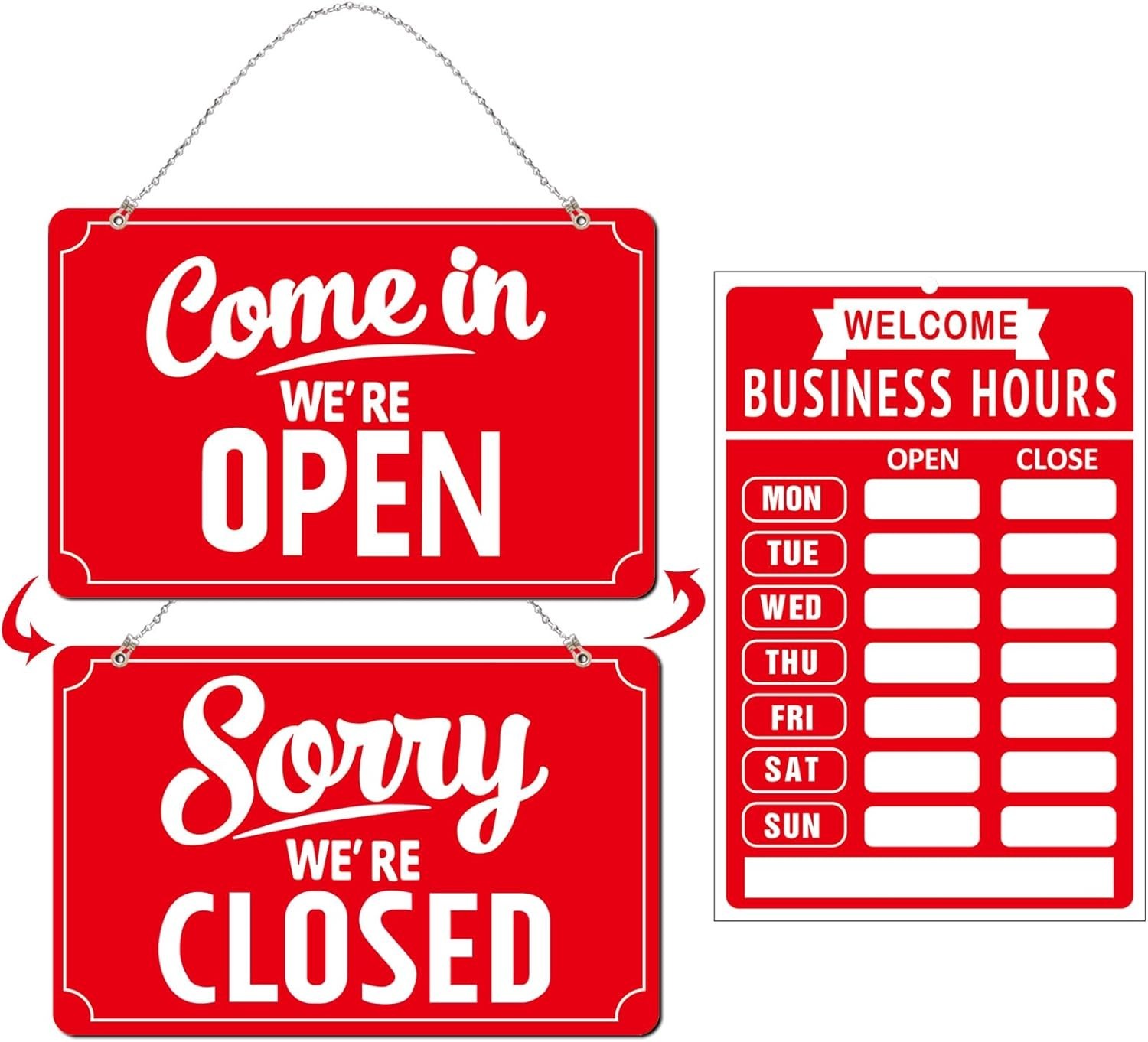 Open Closed Signs Business Hours Sign Set for Window Door Open Signs for Busi…