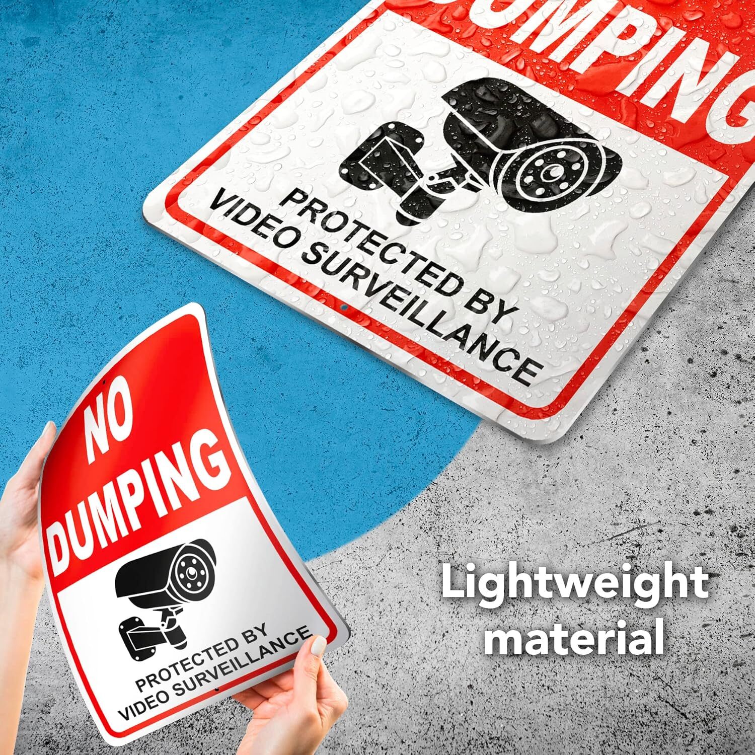 2 PC No Dumping Signs – 10 x 7 Aluminum No Garbage Sign – Video Surveillance …