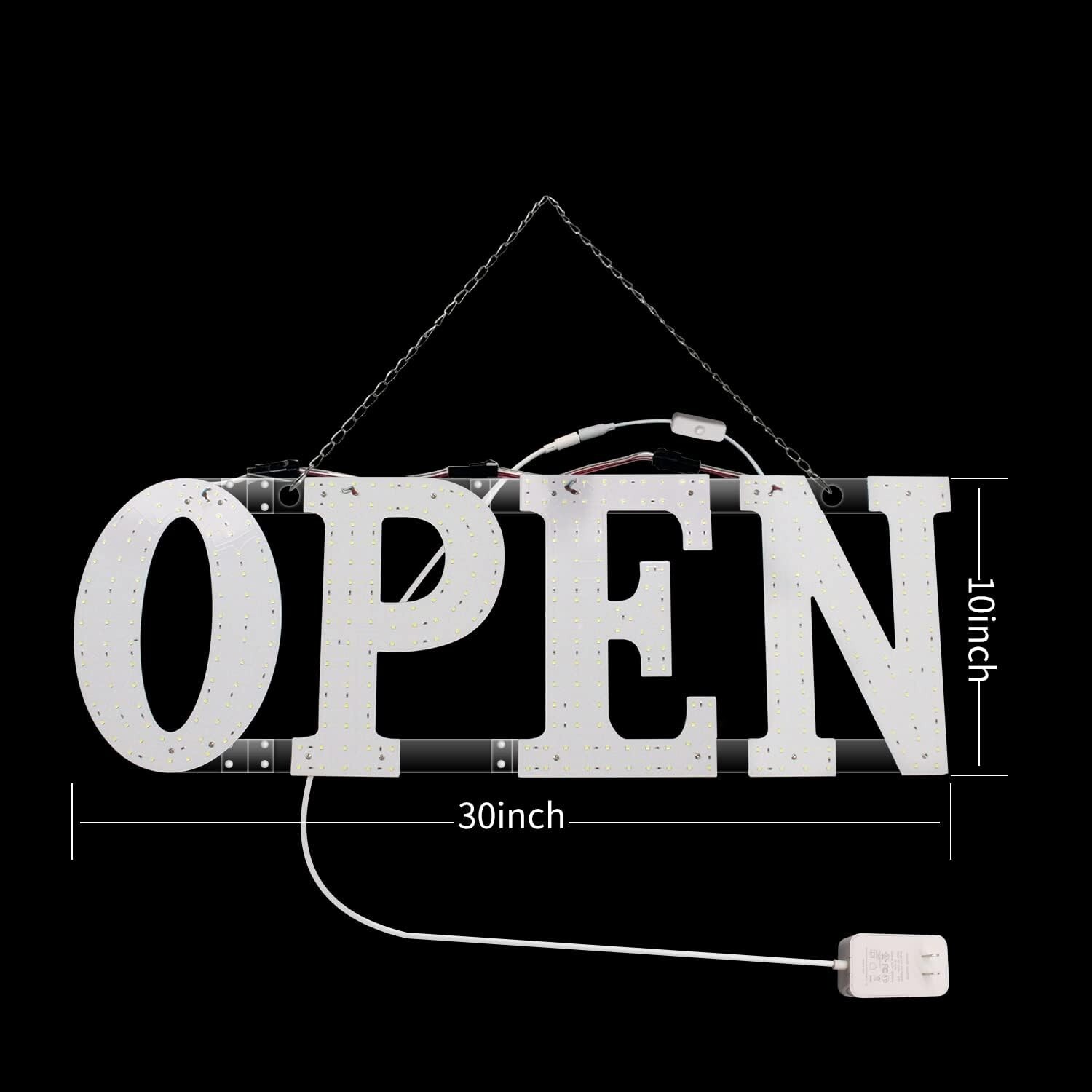 Super Bright 30″x10″ Large LED Open Sign for Business with Hanging Installation