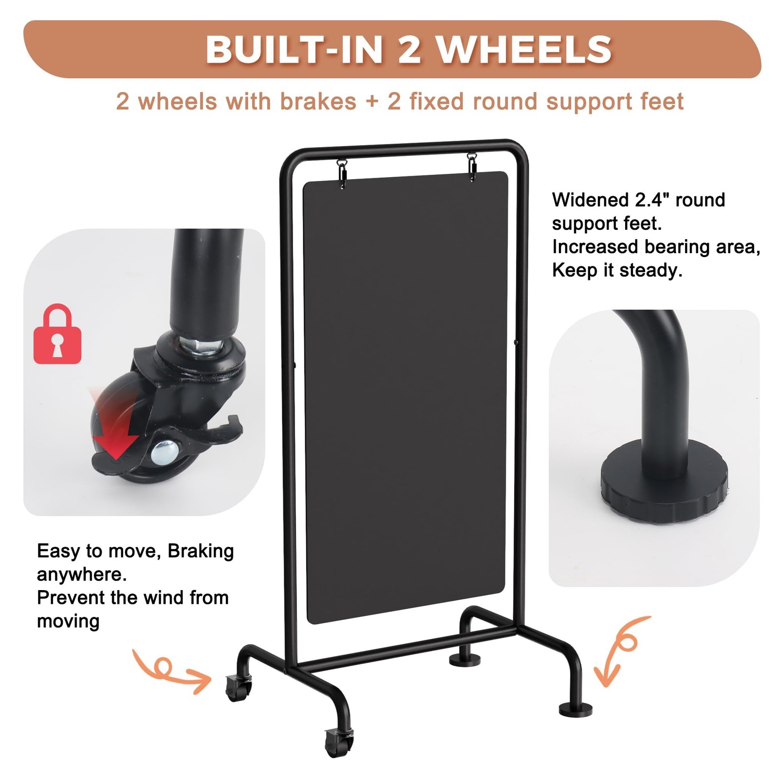 SELEAD Metal Swinging Chalkboard with Wheels – 40″ x 20″ Double Sided Rolling…
