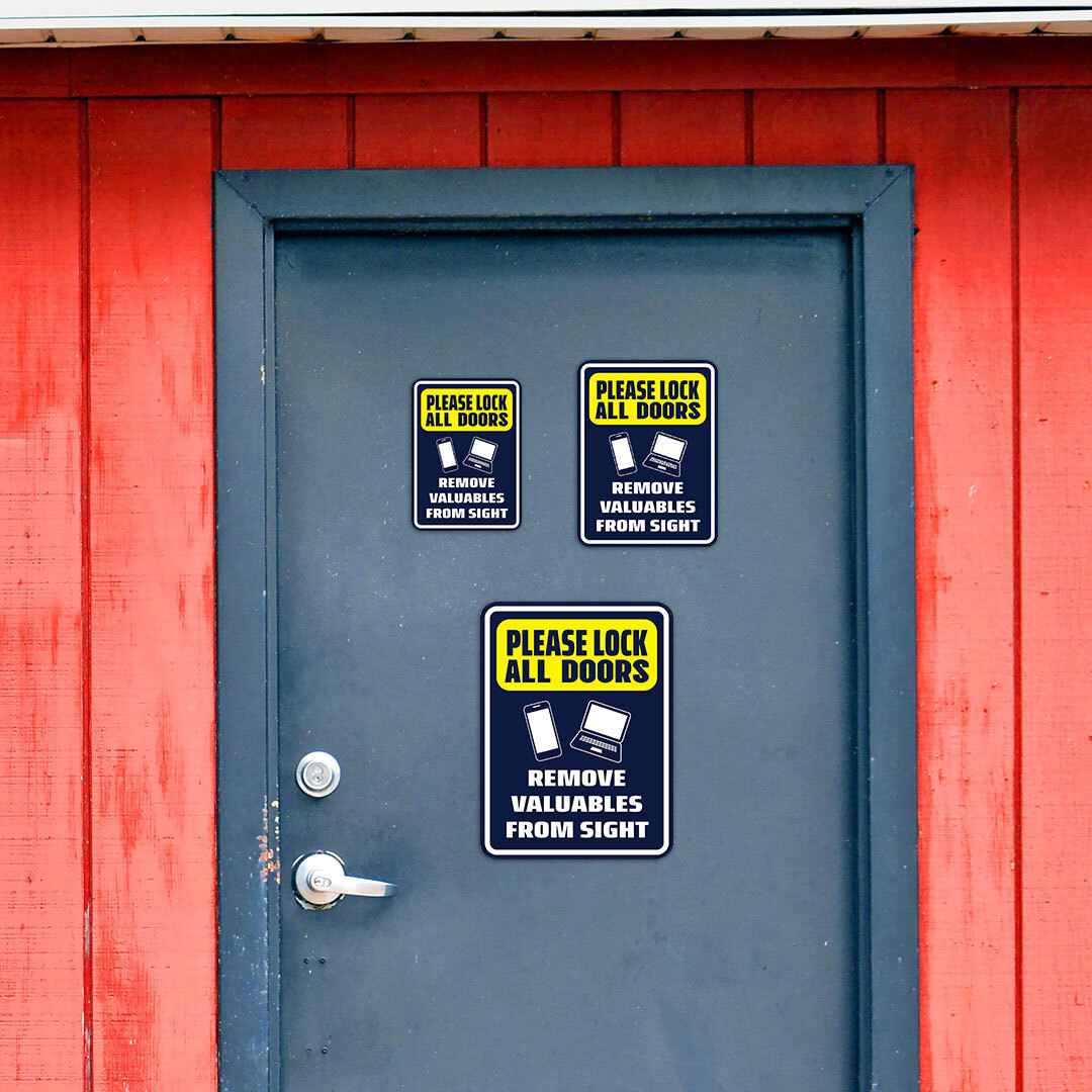 Portrait Round Plus Please Lock All Doors Remove Valuables From Sight Sign