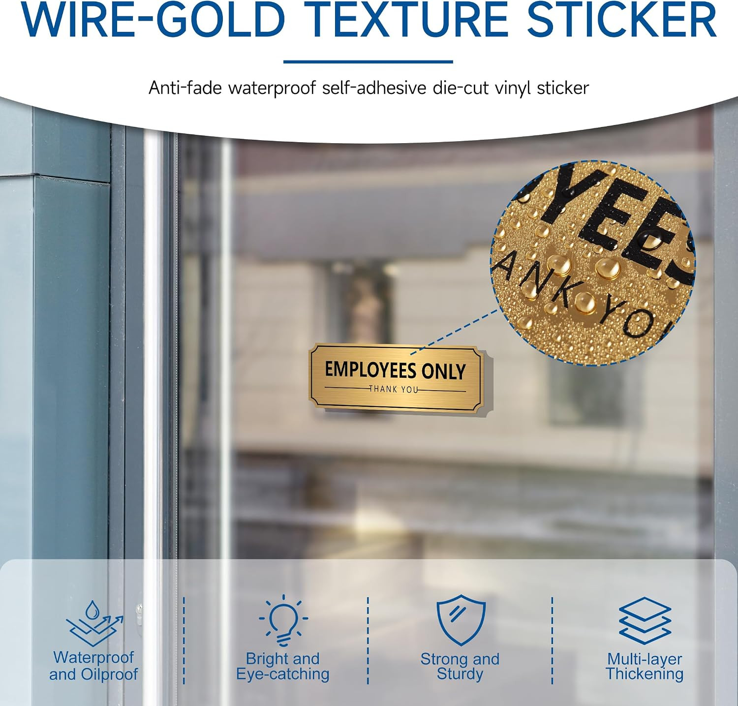 Employees Only Sign Sticker for Door,Self-Adhesive Brushed Gold Staff Only | Wea