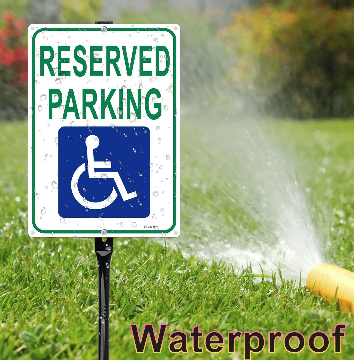 Handicap Reserved Parking Sign 36 Inches Metal Stakes Reflective 14×10 In 2