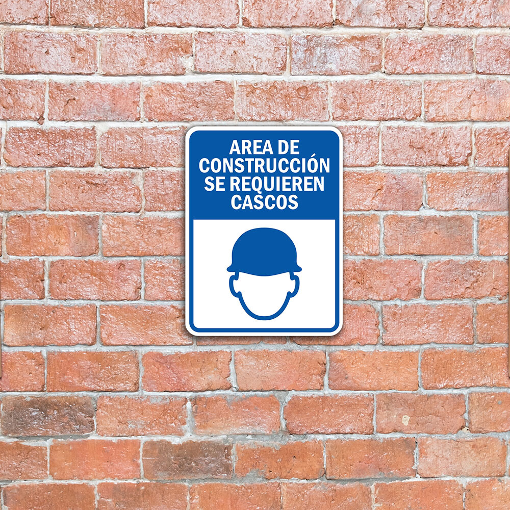 Portrait Round Plus Area de Construcción Se Requieren Cascos Wall or Door Sign