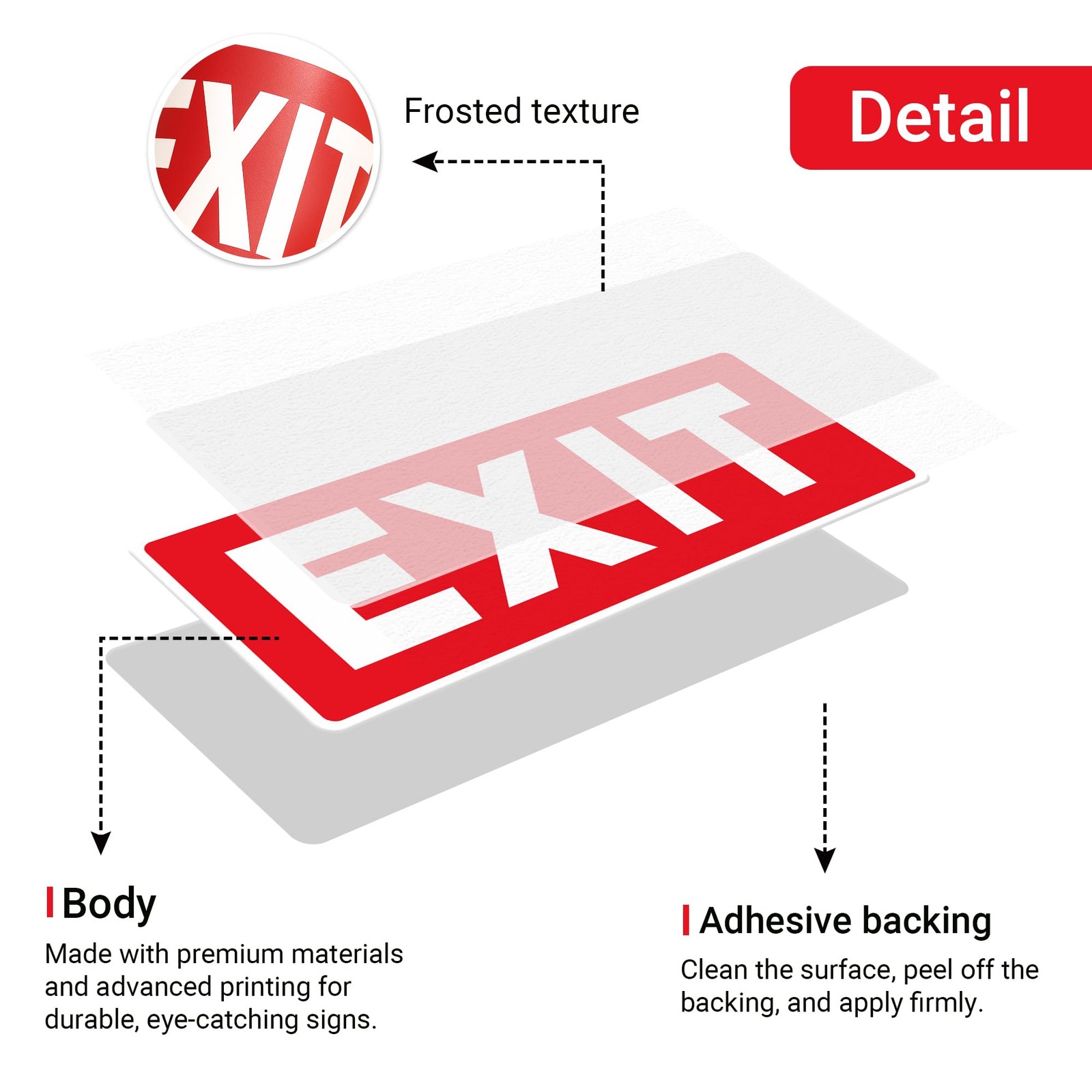 Exit Sign Stickers Red – 2 Pack 10×4 Inch –Vinyl, Laminated for UV, Weather &…