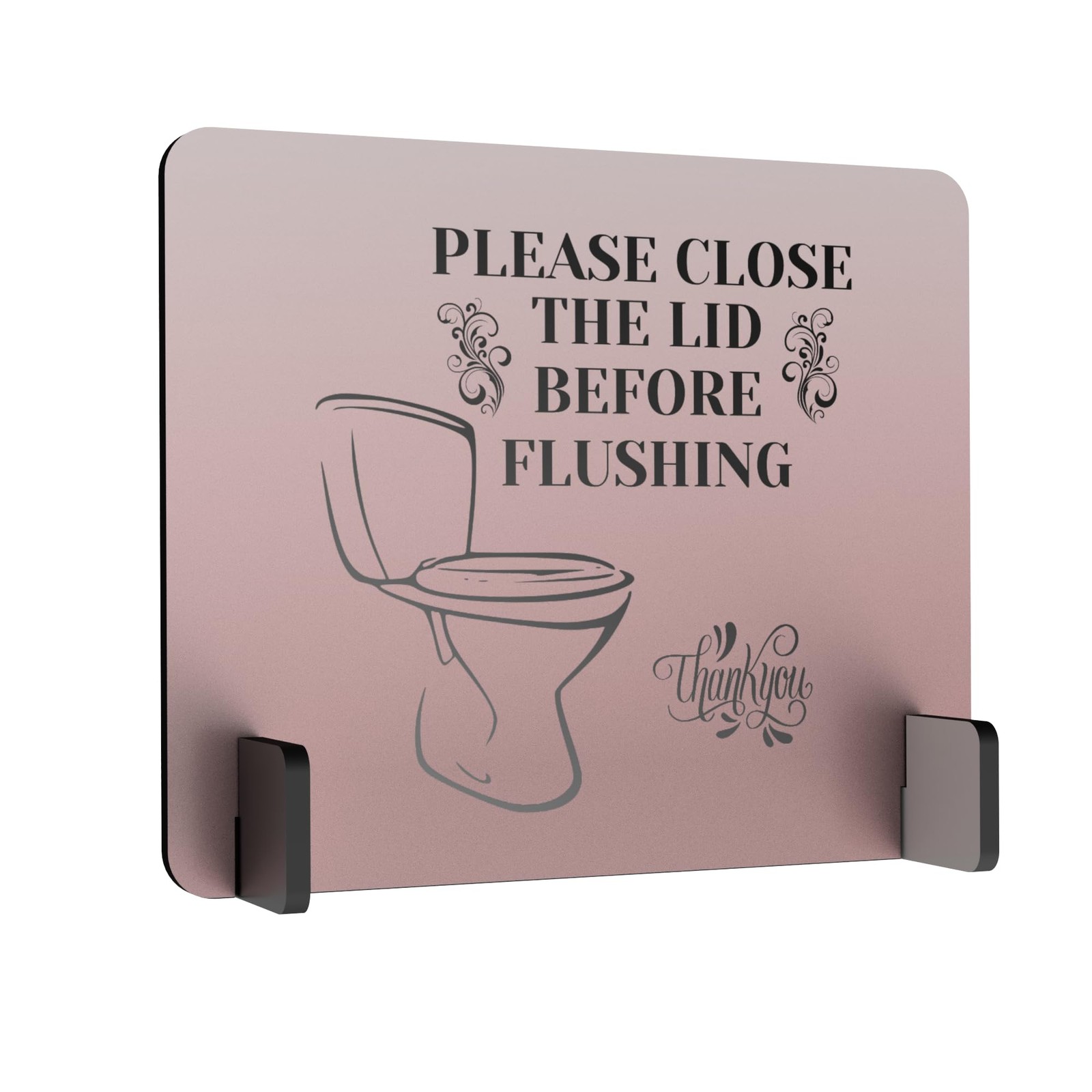 Elegant Free-Standing Bathroom Sign | Polite Reminder: Close Toilet Lid Befor…