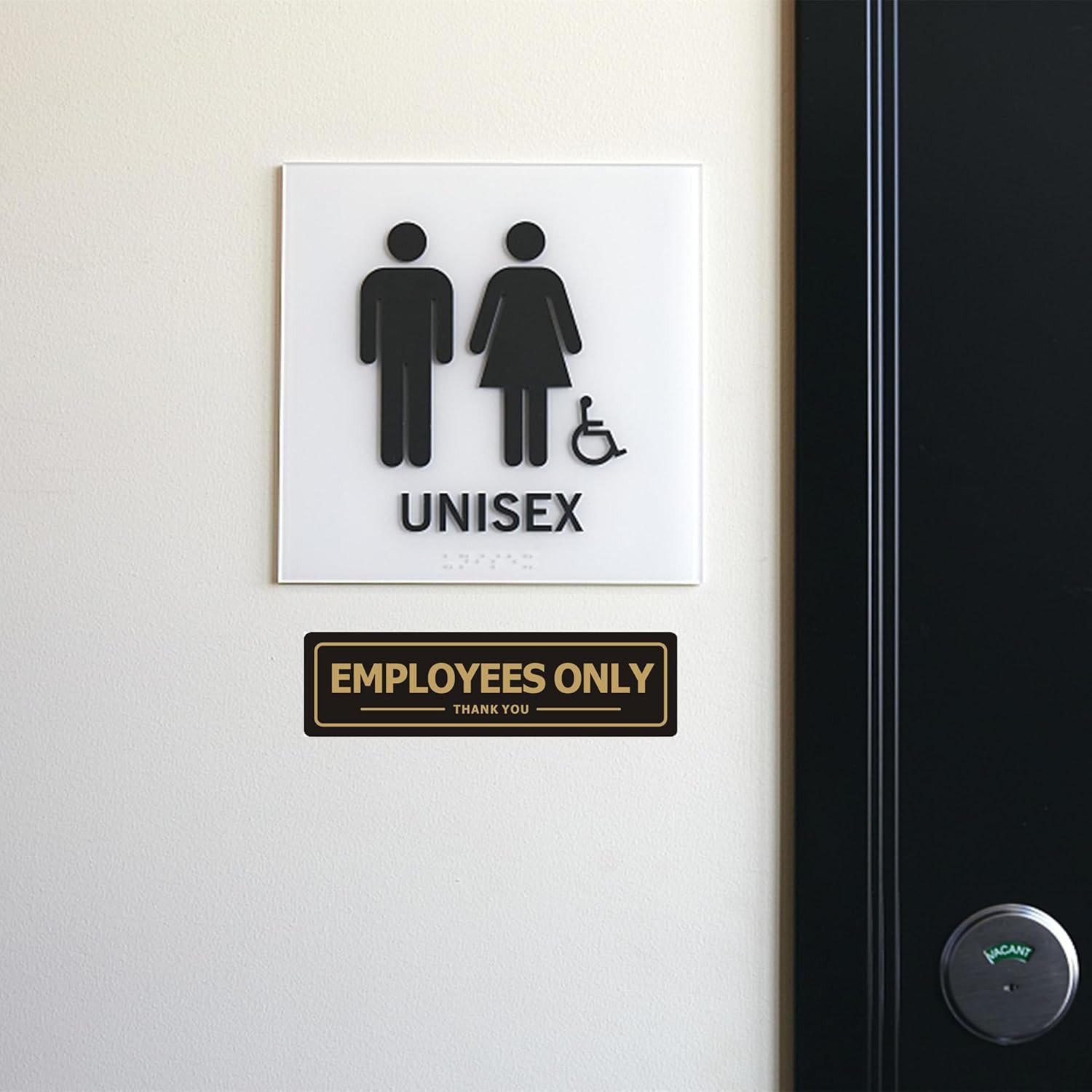 Employees Only Sign – 2 Pack Office Door Signs for Business Store Wall – Aluminu