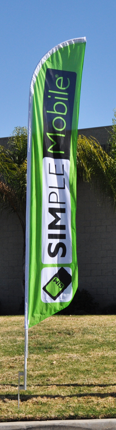 TWO “Simple Mobile” Feather Banner Flag Sets – POLE SETS INCLUDED w/ spikes