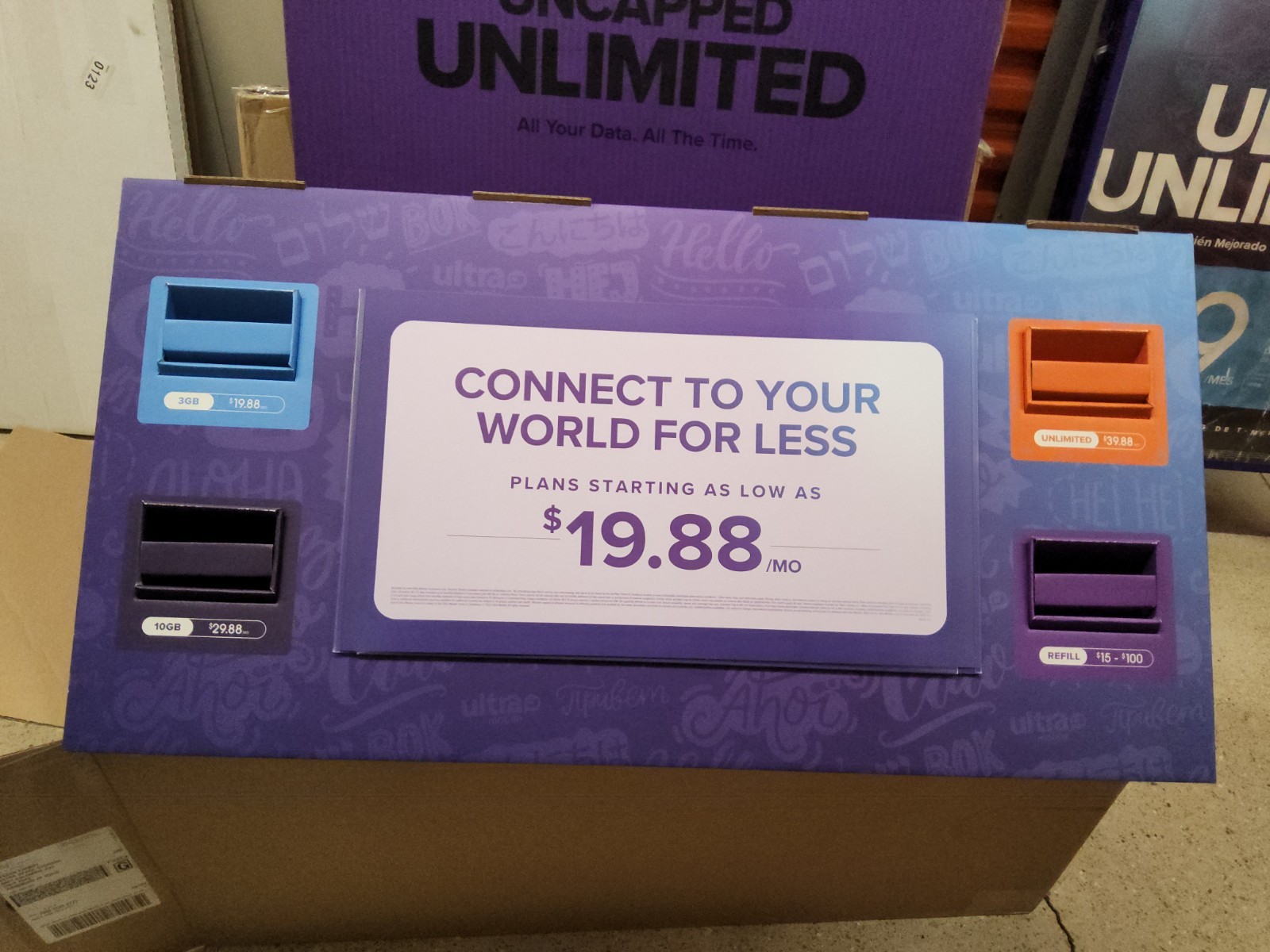 Ultra Mobile phone Store business Floor Display Sign Award Winning Retail Cards