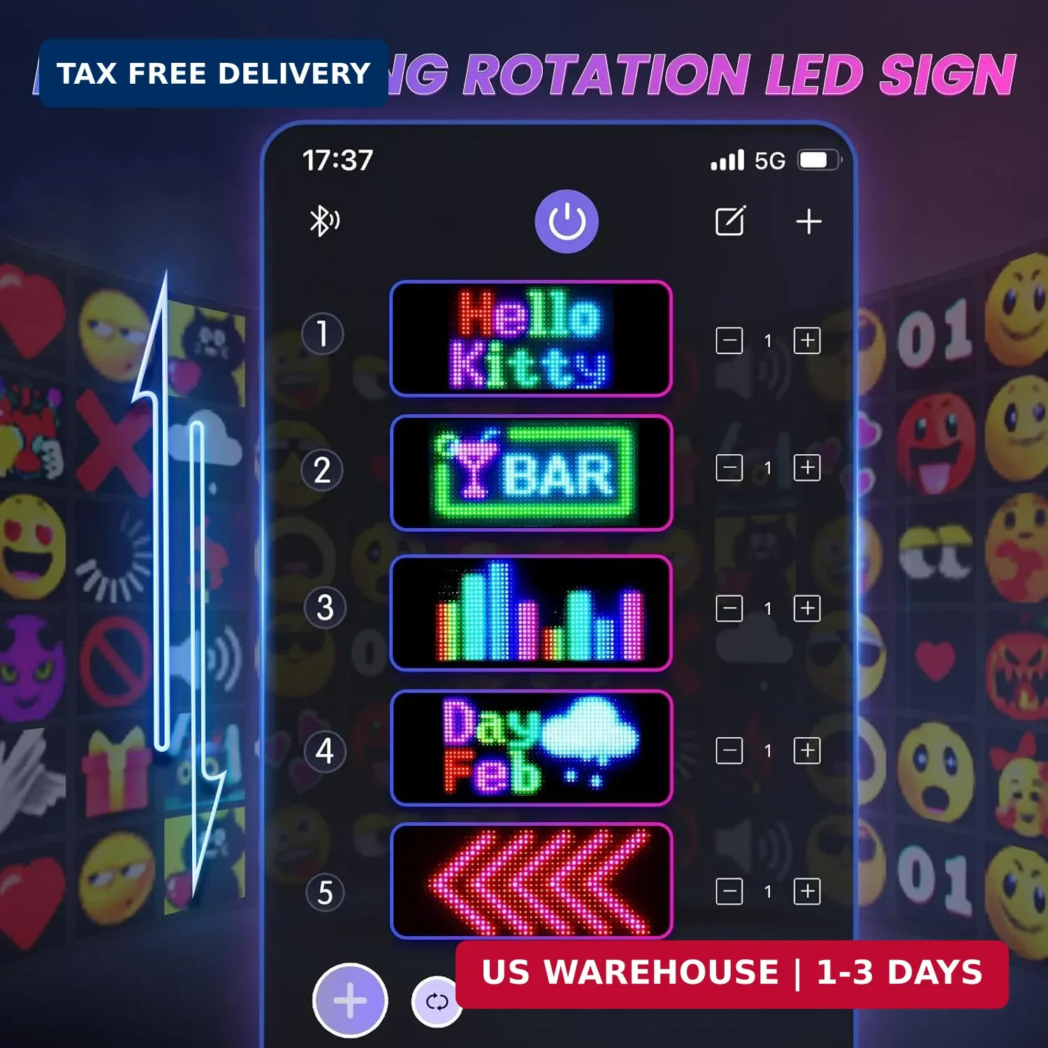 RAYHOME Full Color Dual Row LED Light Sign for Car, 10.6”x4.7” Scrolling LED S