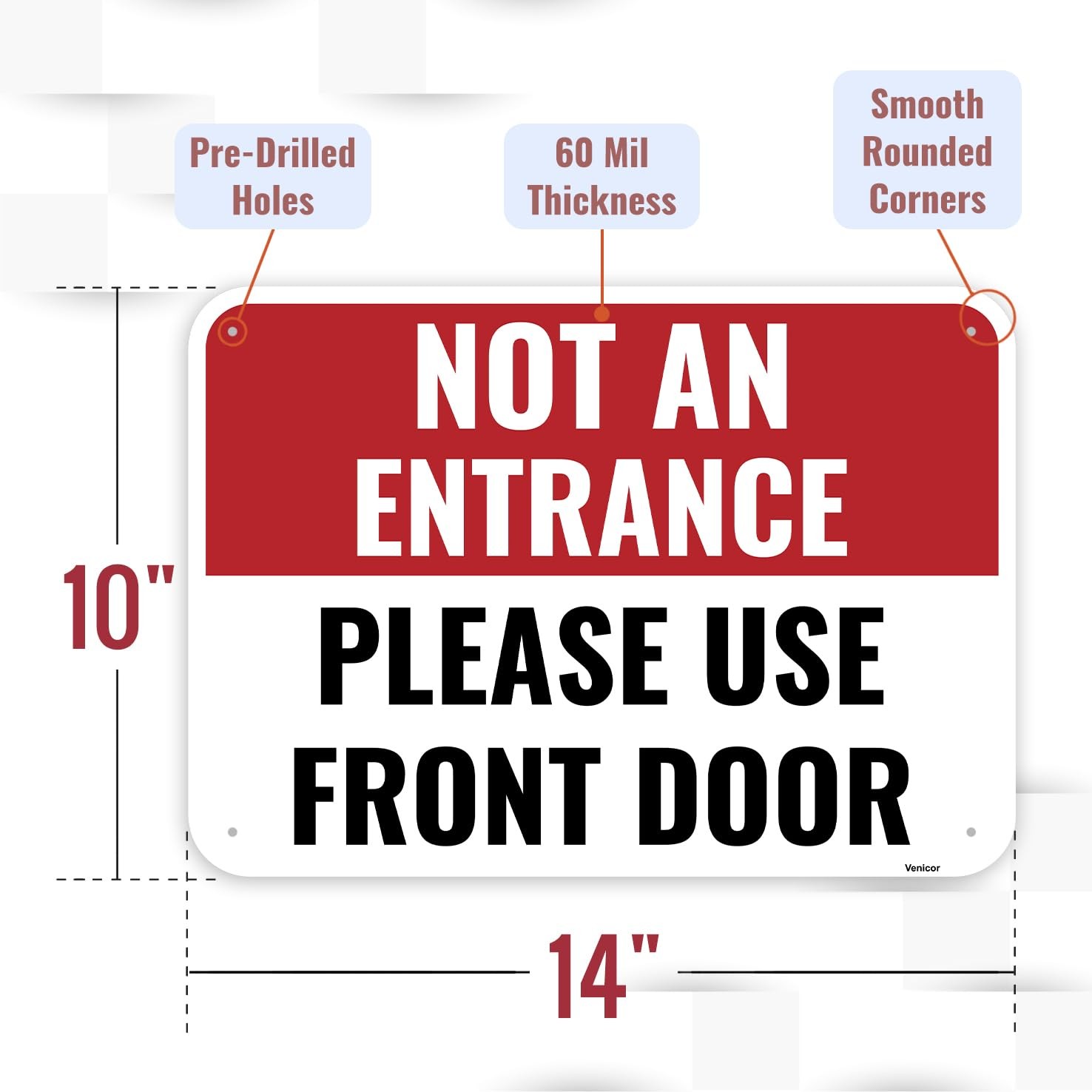 1PC Not An Entrance Please Use Front Door Sign 14×10 Inch Aluminum, Business