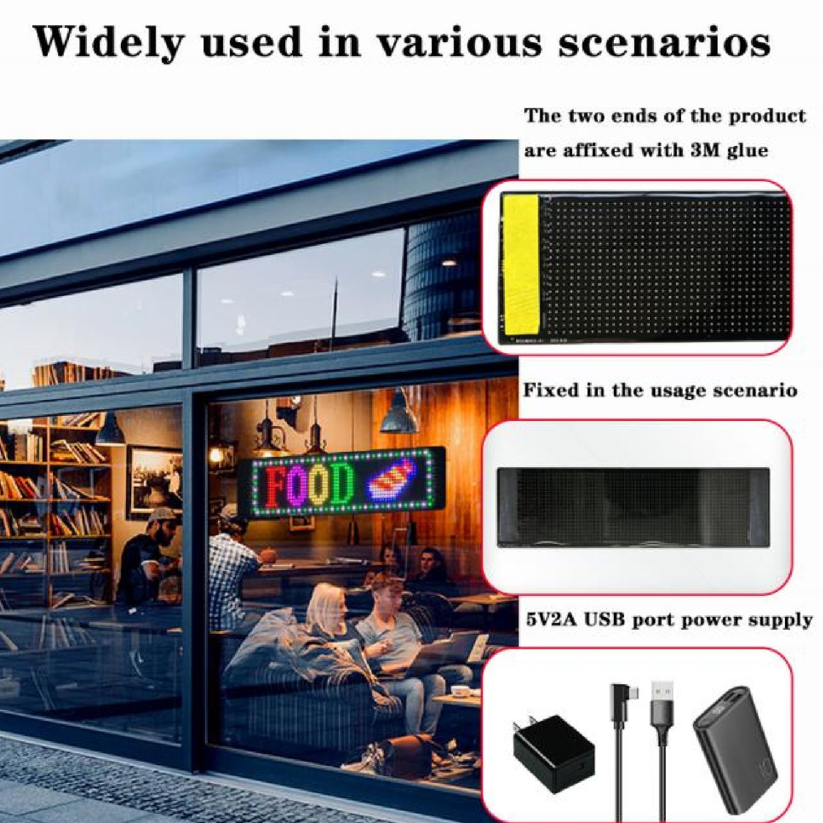 LED Car Sign Professional 13.7×4.0inch Thin Waterproof Scrolling Programmab IFZL