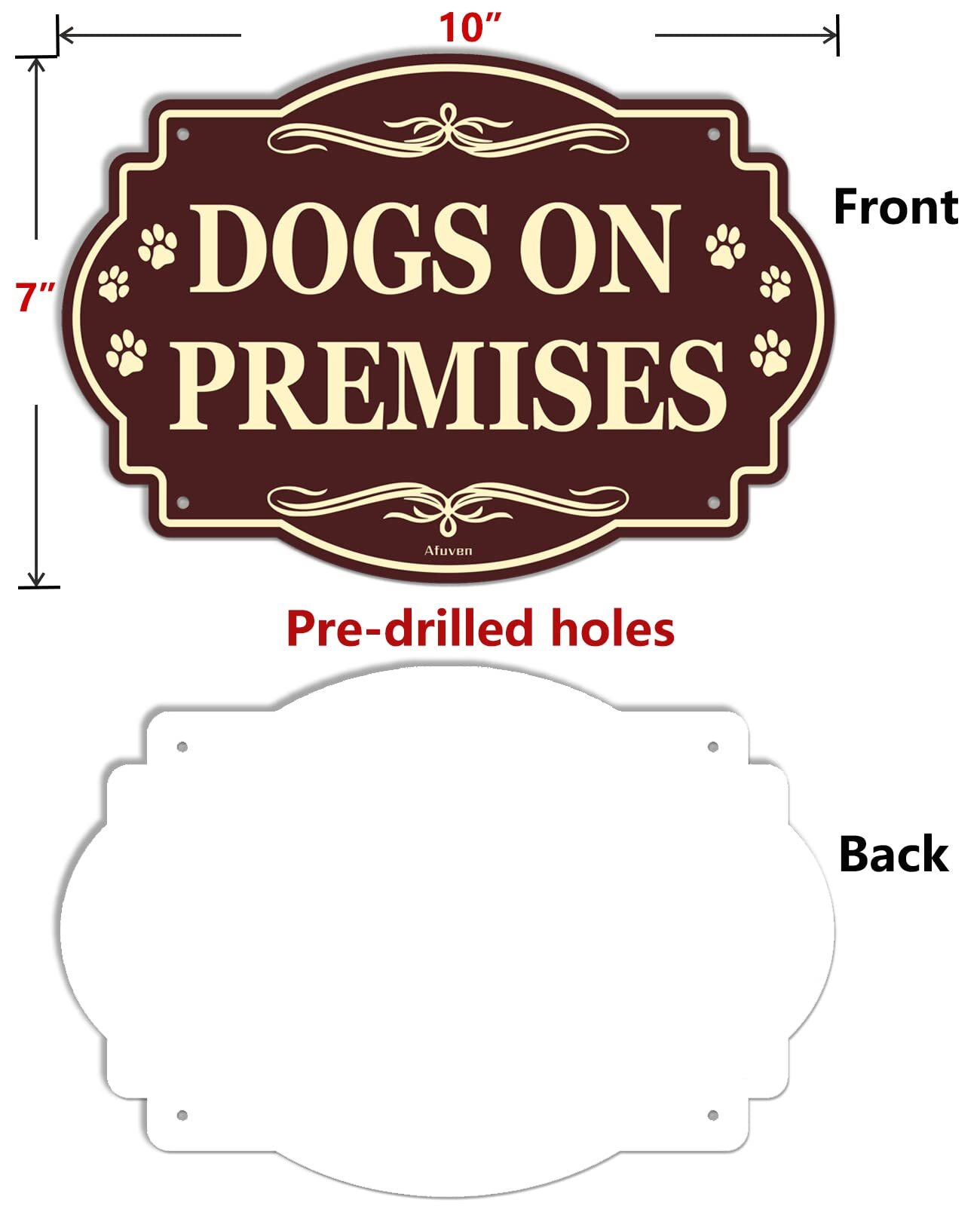 10” x 7” Dog on Premises Sign Reflective Sturdy Rust-Free Aluminum Weatherp…