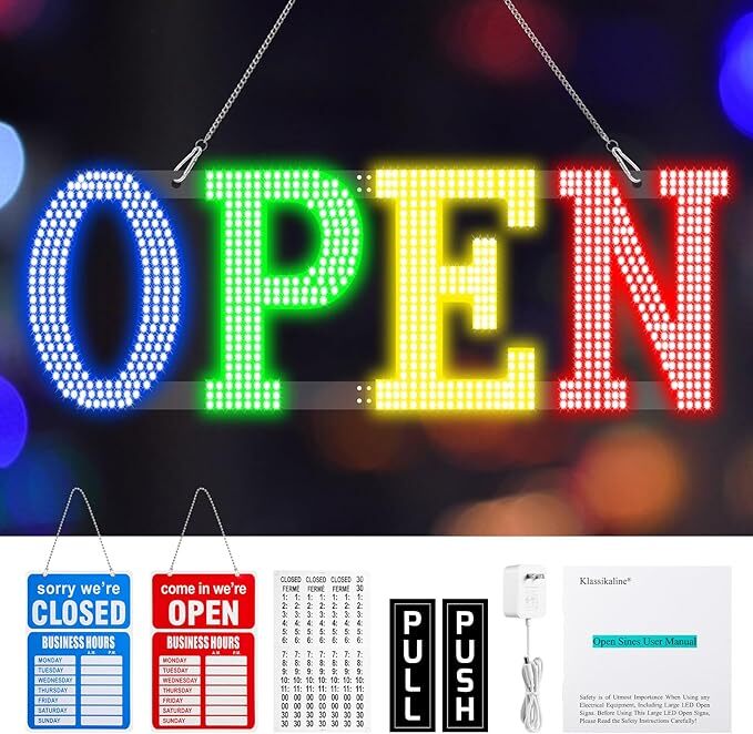 40×14 Extra Large LED Open Sign for Business Bar Retail Shop Light Super Bright