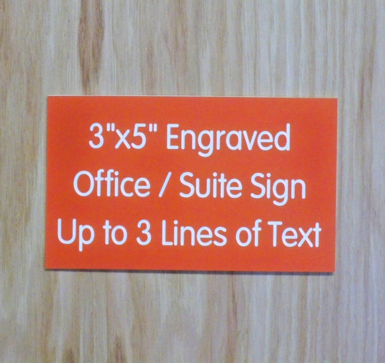 Custom Engraved 3×5 Orange Plaque Sign | Add Your Wording | Adhesive Backing