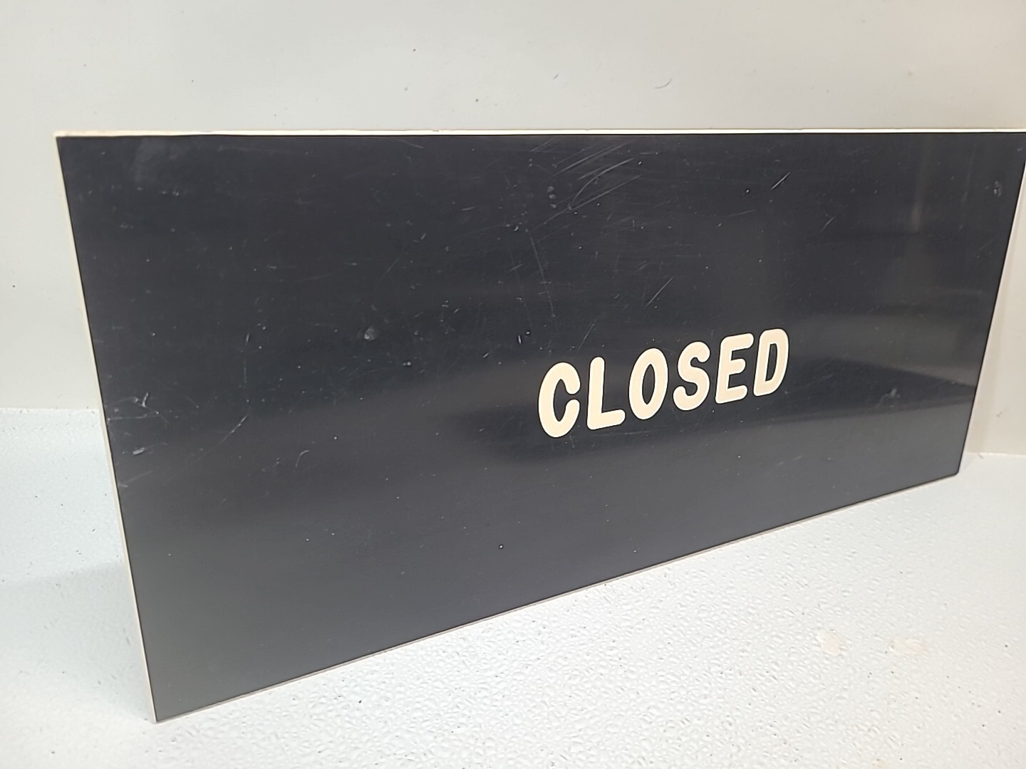 Set of Vintage OPEN / CLOSED White Letters On Black Double Sided 18″ x 8″